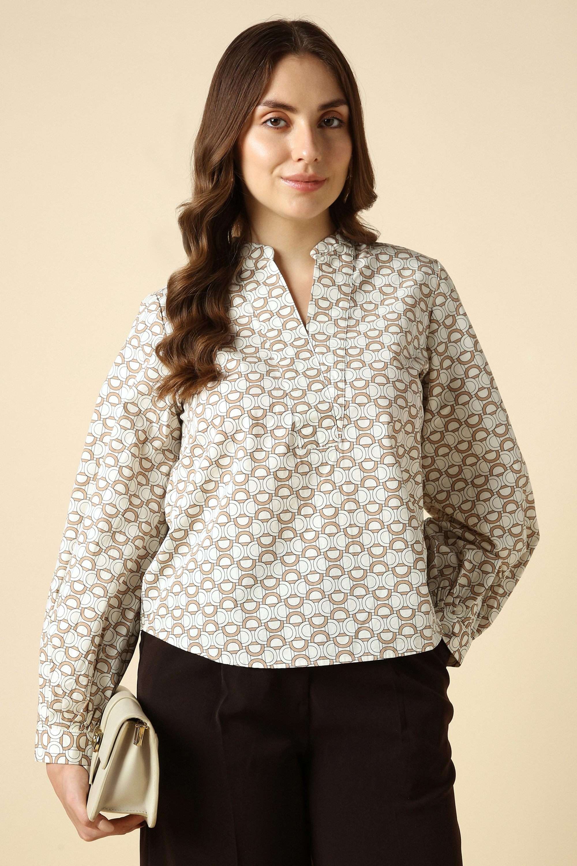 allen solly Printed Cotton V-Neck Women's Top-picture-45