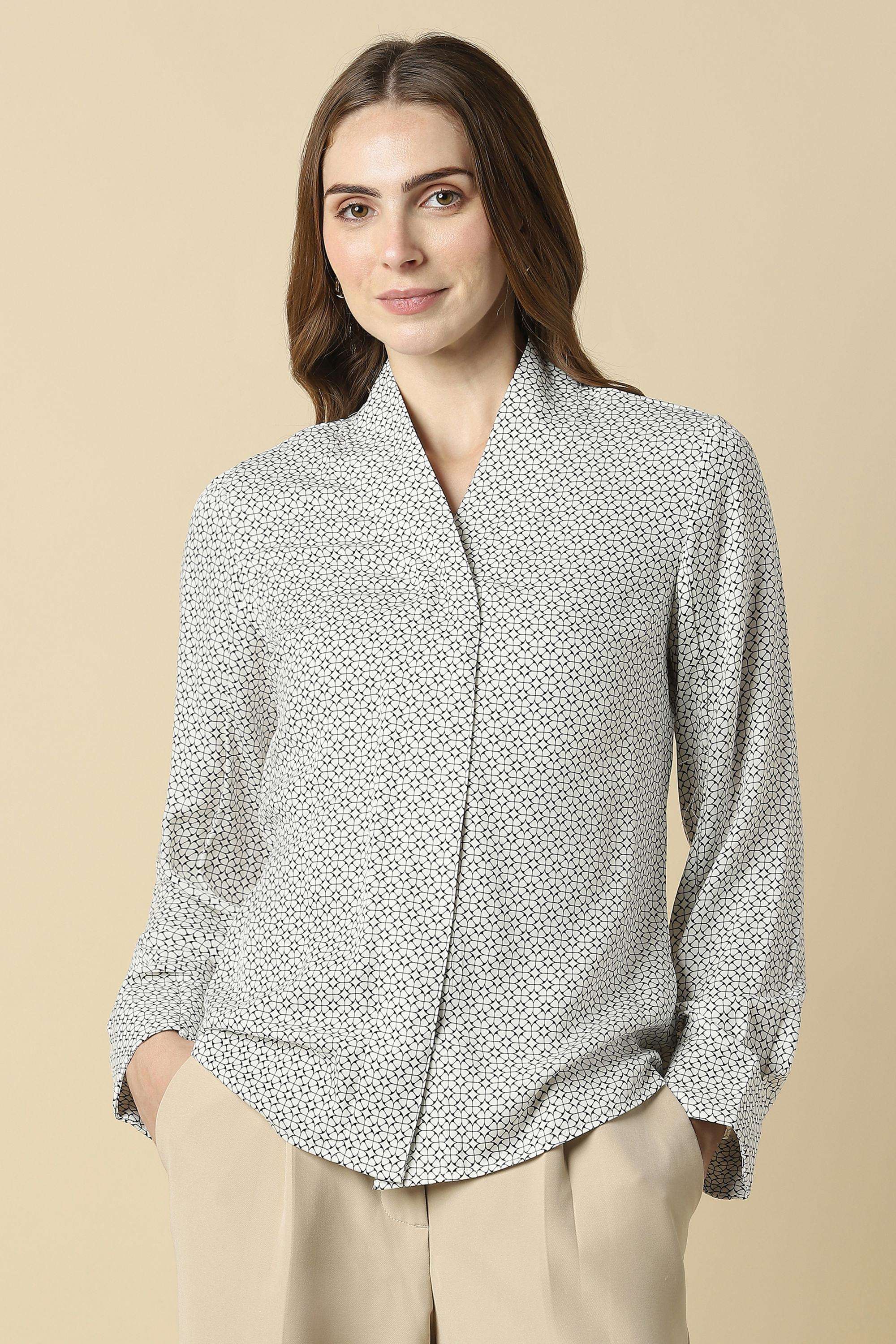 Printed-Rayon-V-Neck-Women-s-Shirt