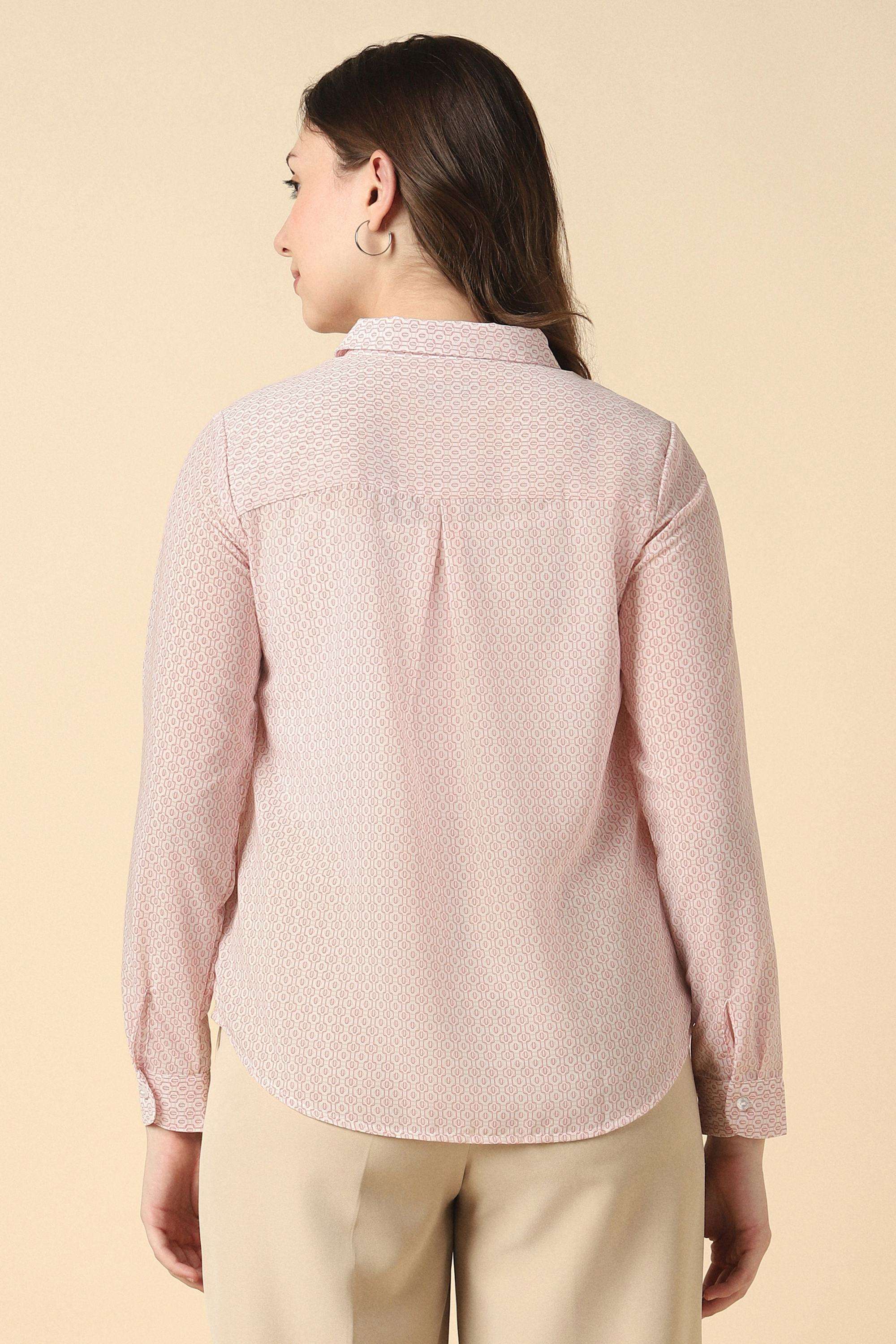 Printed-Polyester-V-Neck-Women-s-Shirt
