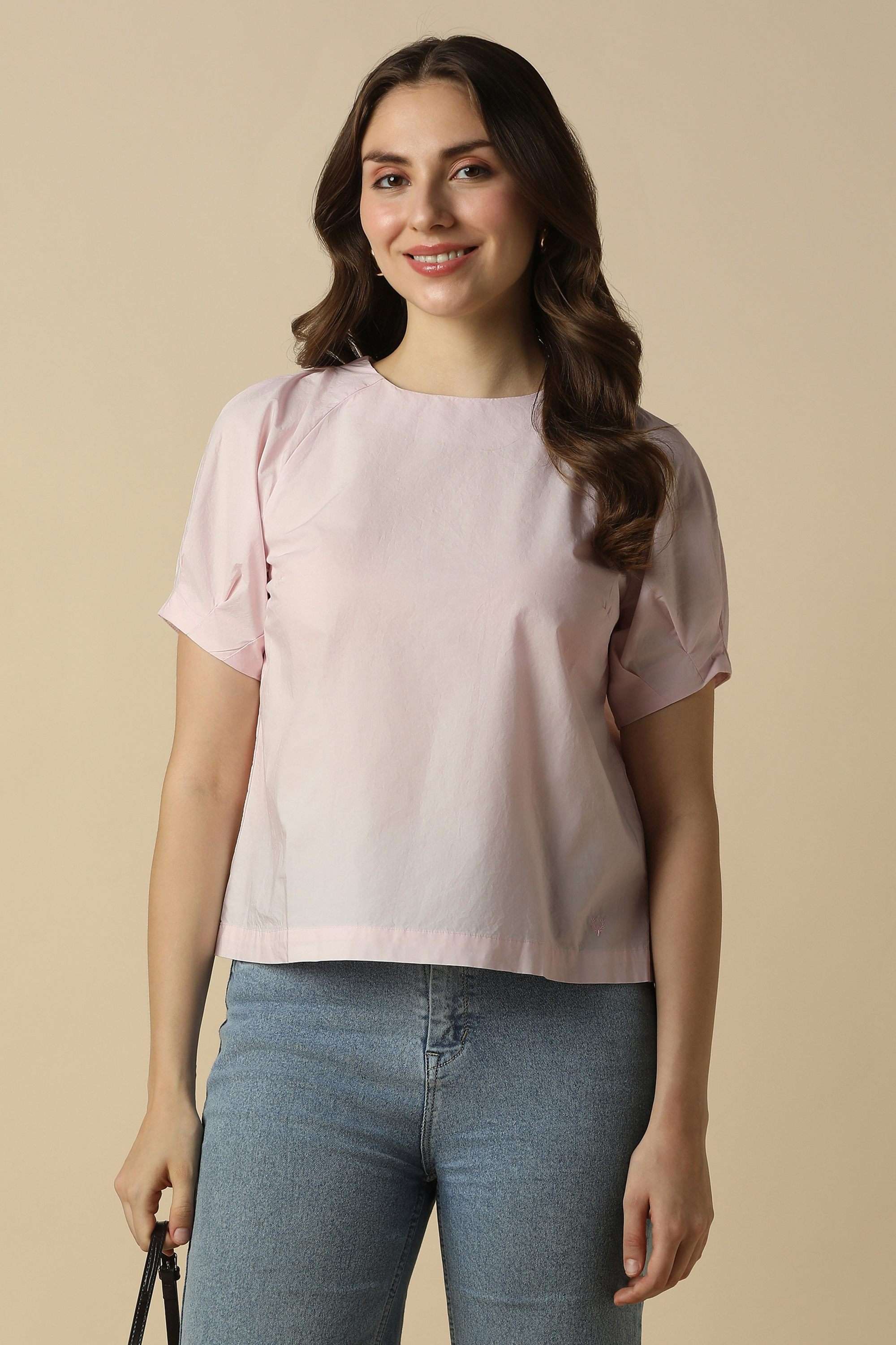allen solly Solid Cotton High Neck Women's Top-picture-37