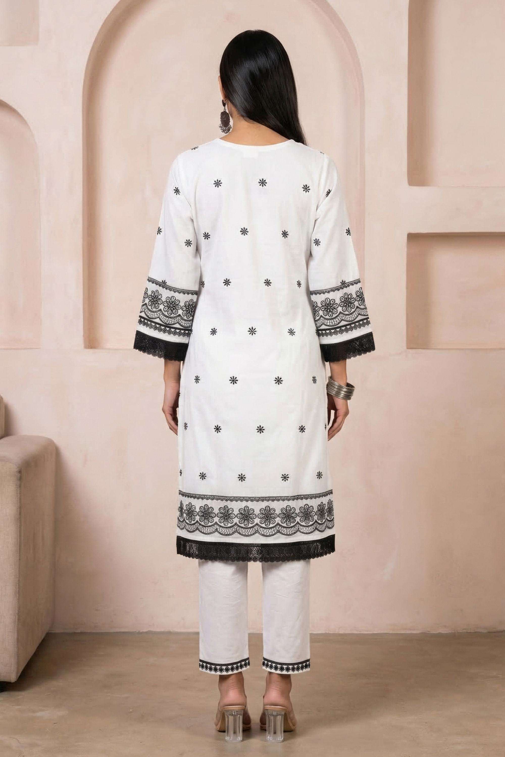 Embroidered-Cotton-V-Neck-Women-Kurta-with-Pant-and-Dupatta