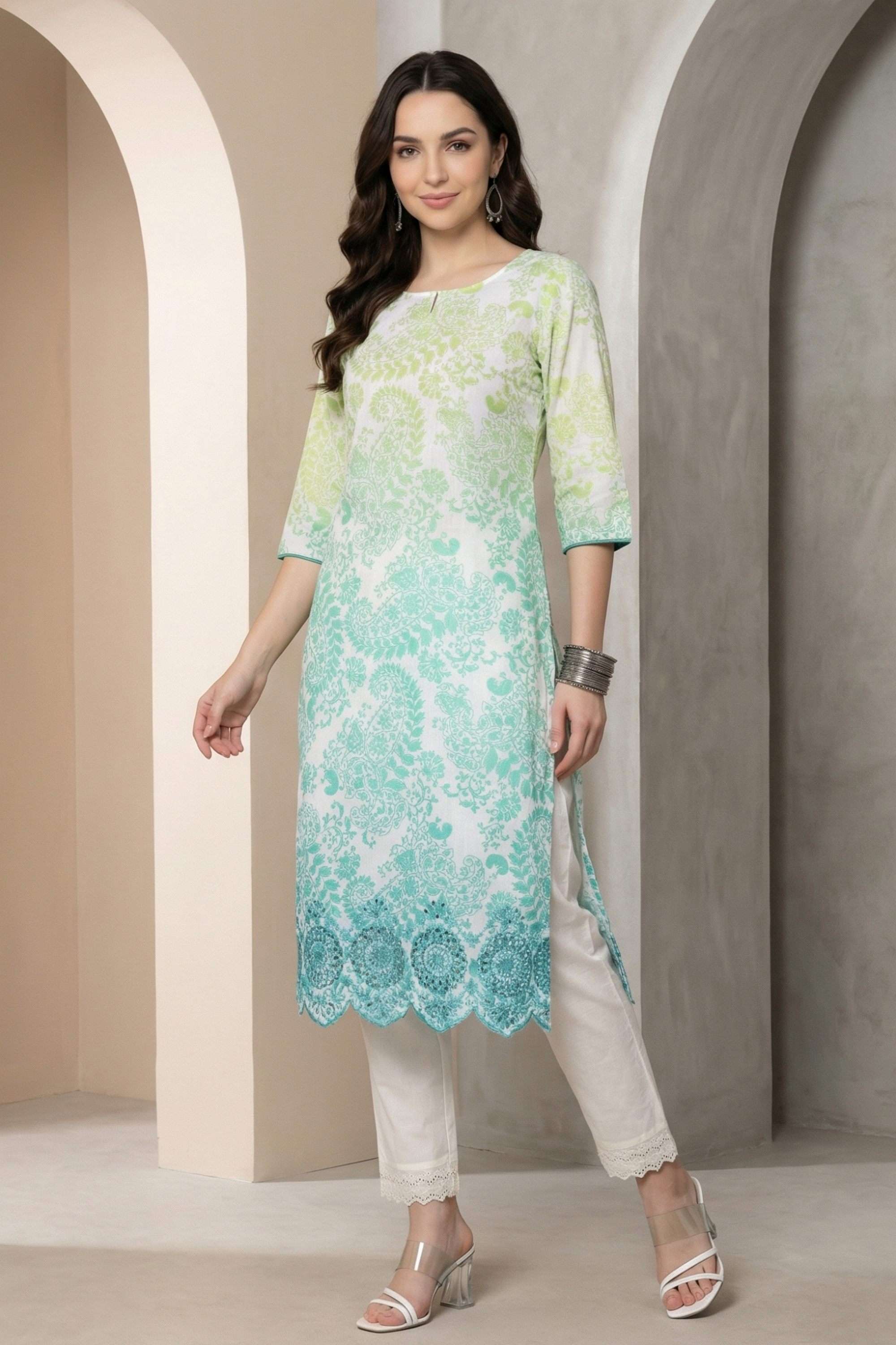 Floral-Print-Cotton-Round-Neck-Women-s-Casual-Wear-Kurta