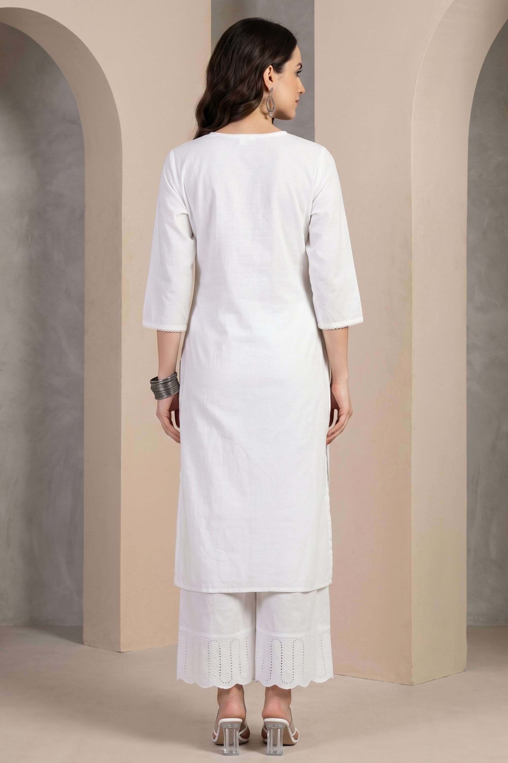 Embroidered-Cotton-Blend-Round-Neck-Women-s-Festive-Wear-Kurta
