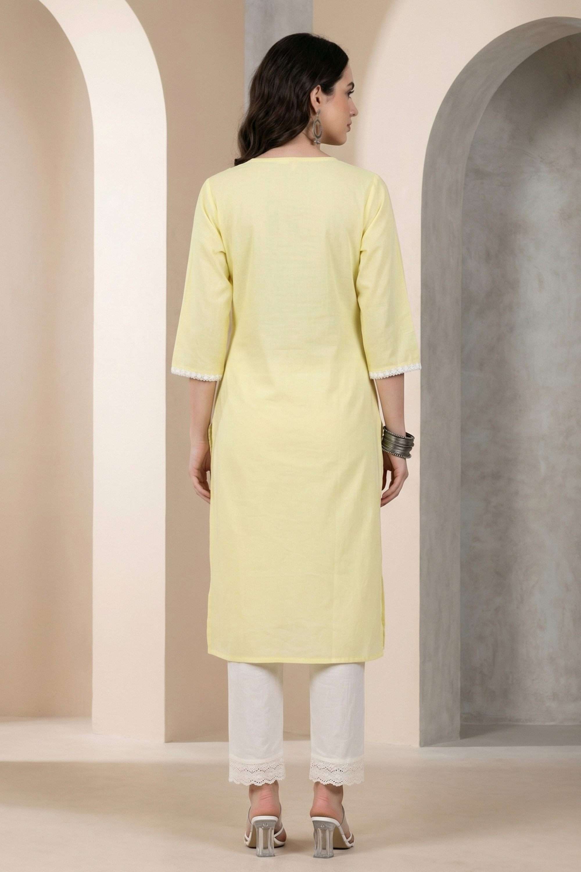 Embroidered-Cotton-Blend-Round-Neck-Women-s-Casual-Wear-Kurta