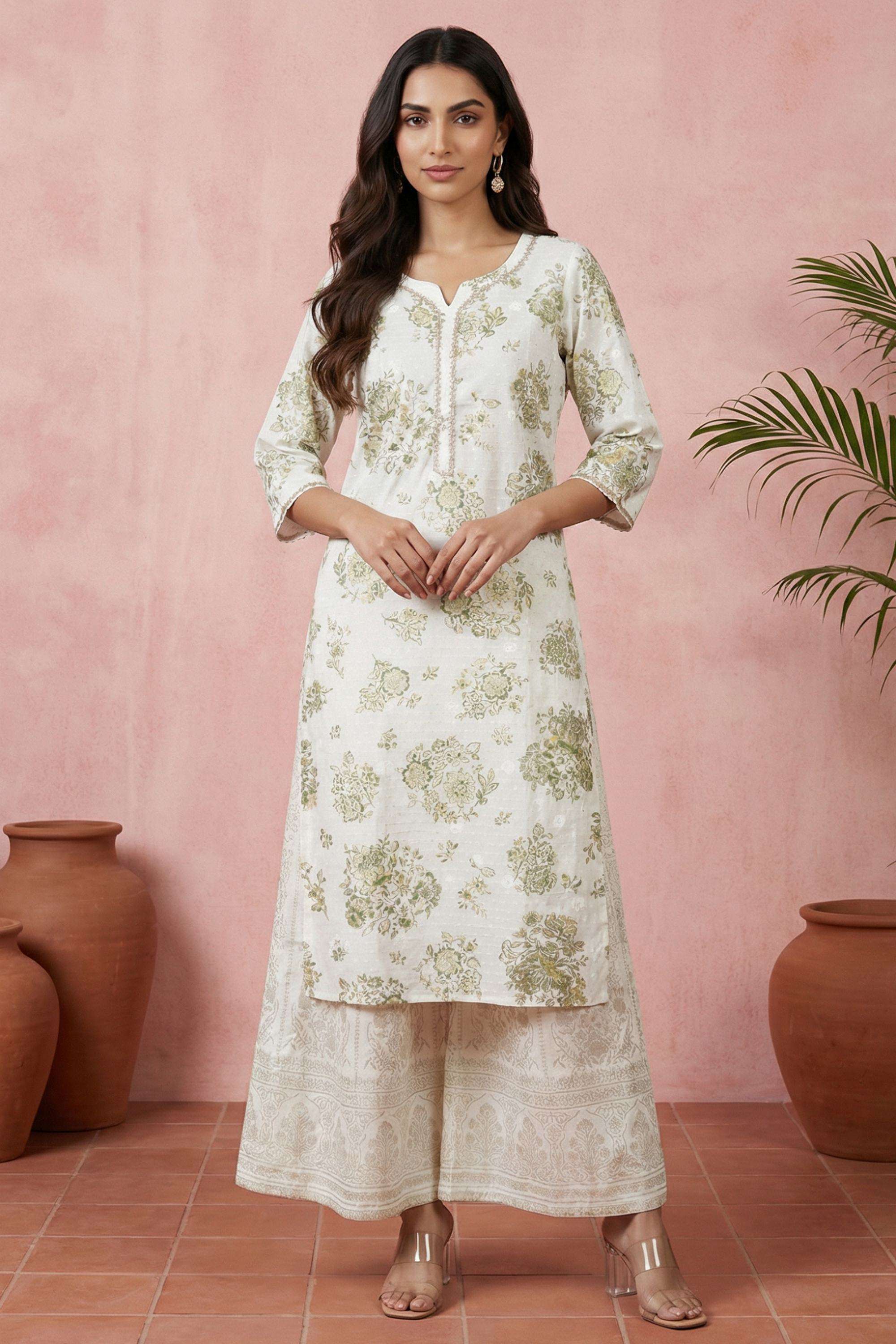 Floral-Rayon-Round-Neck-Women-Kurta