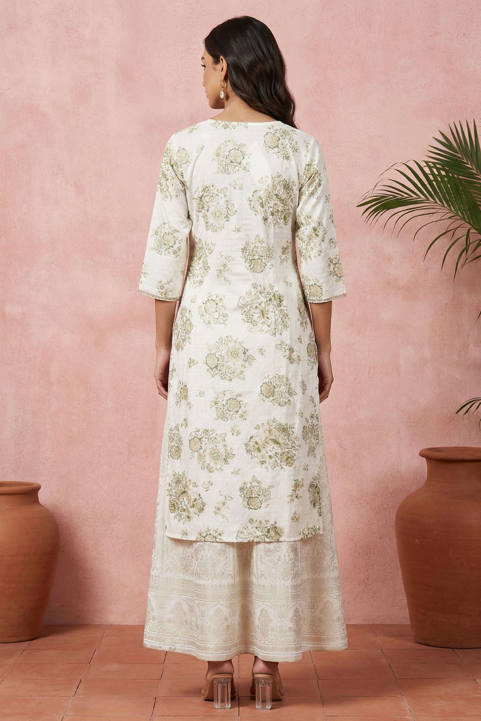 Floral-Rayon-Round-Neck-Women-Kurta