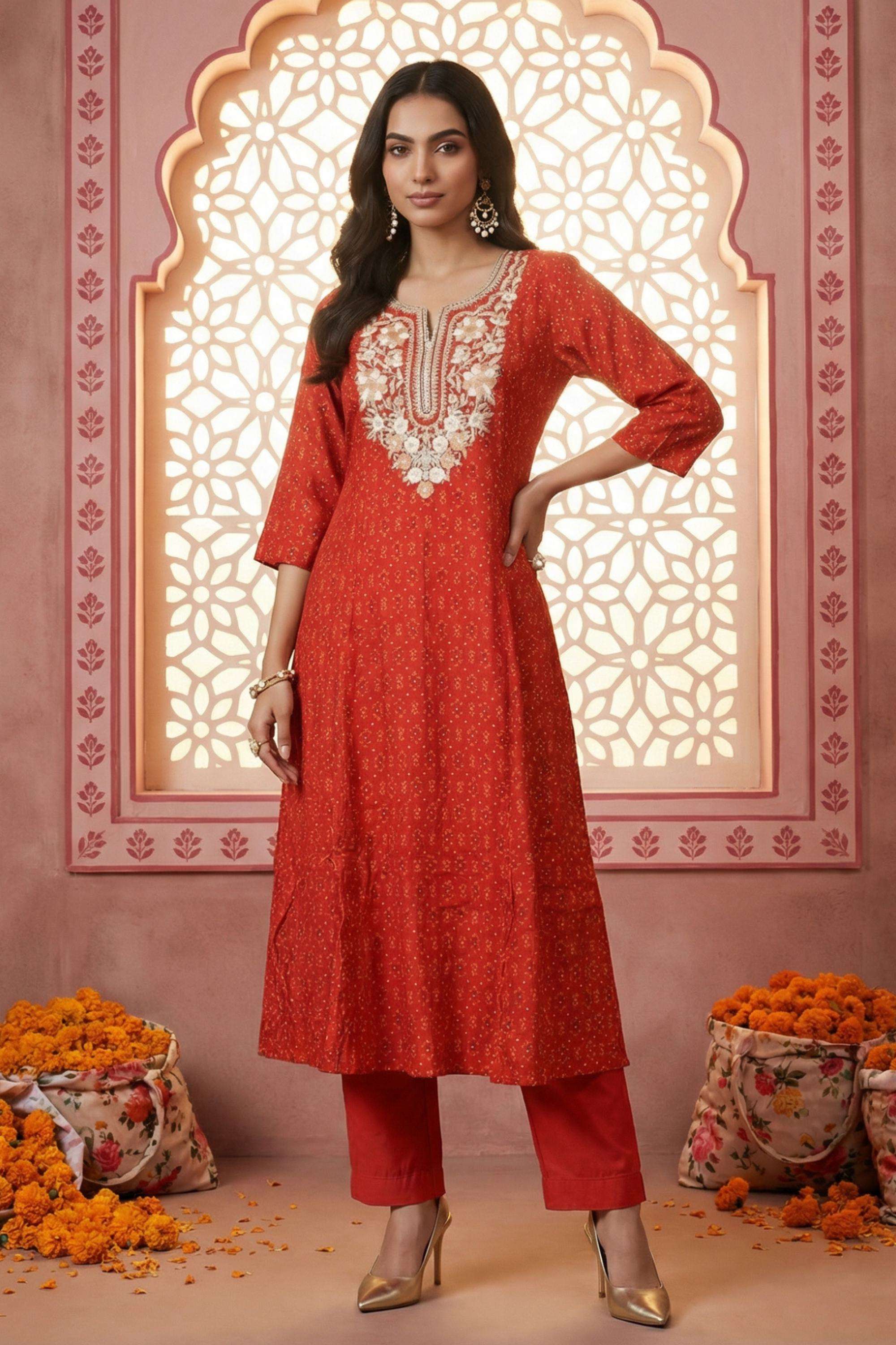 Embroidered-Viscose-Round-Neck-Women-s-Top