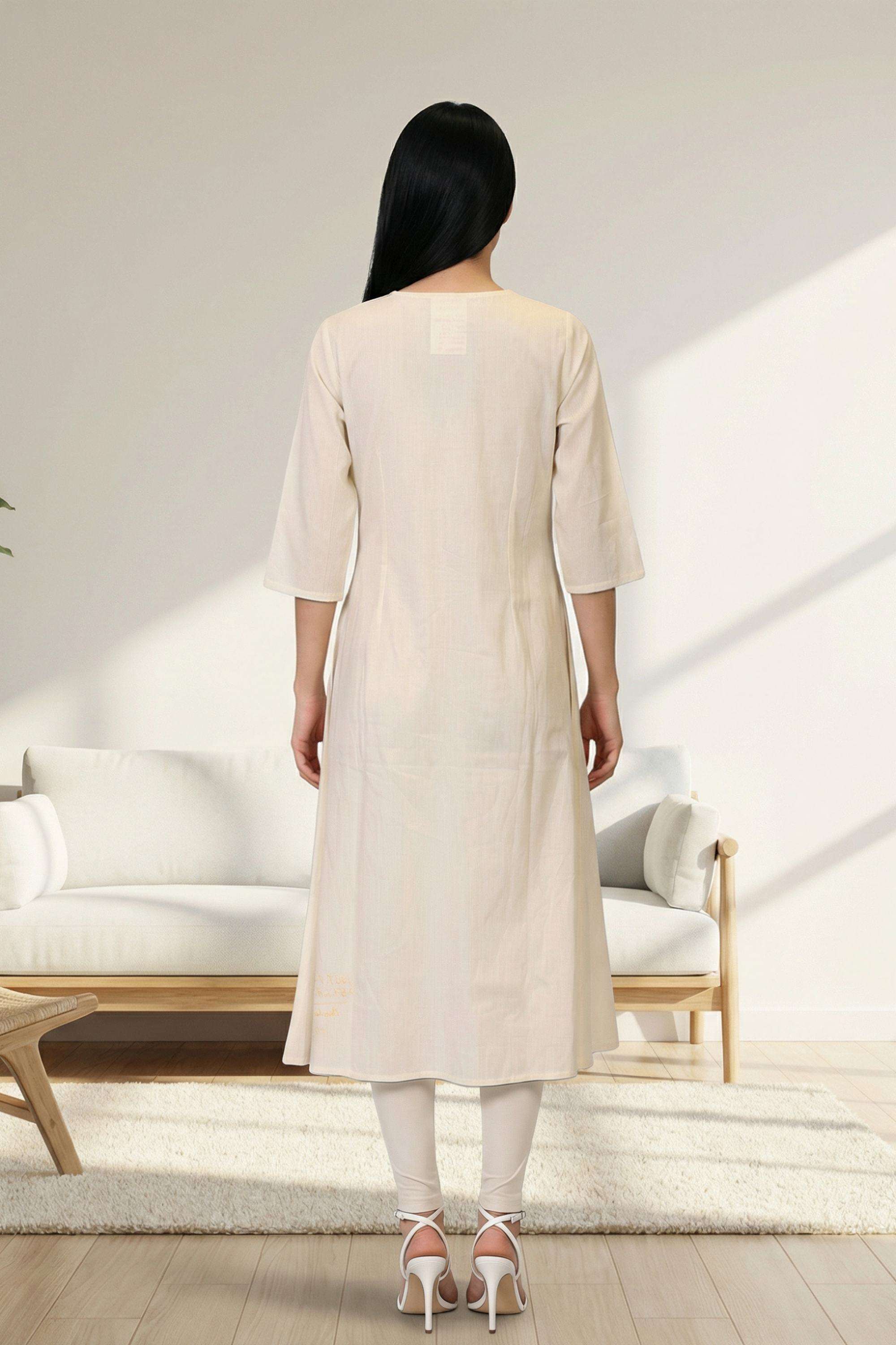 Embroidered-Blended-Fabric-Round-Neck-Women-Kurta