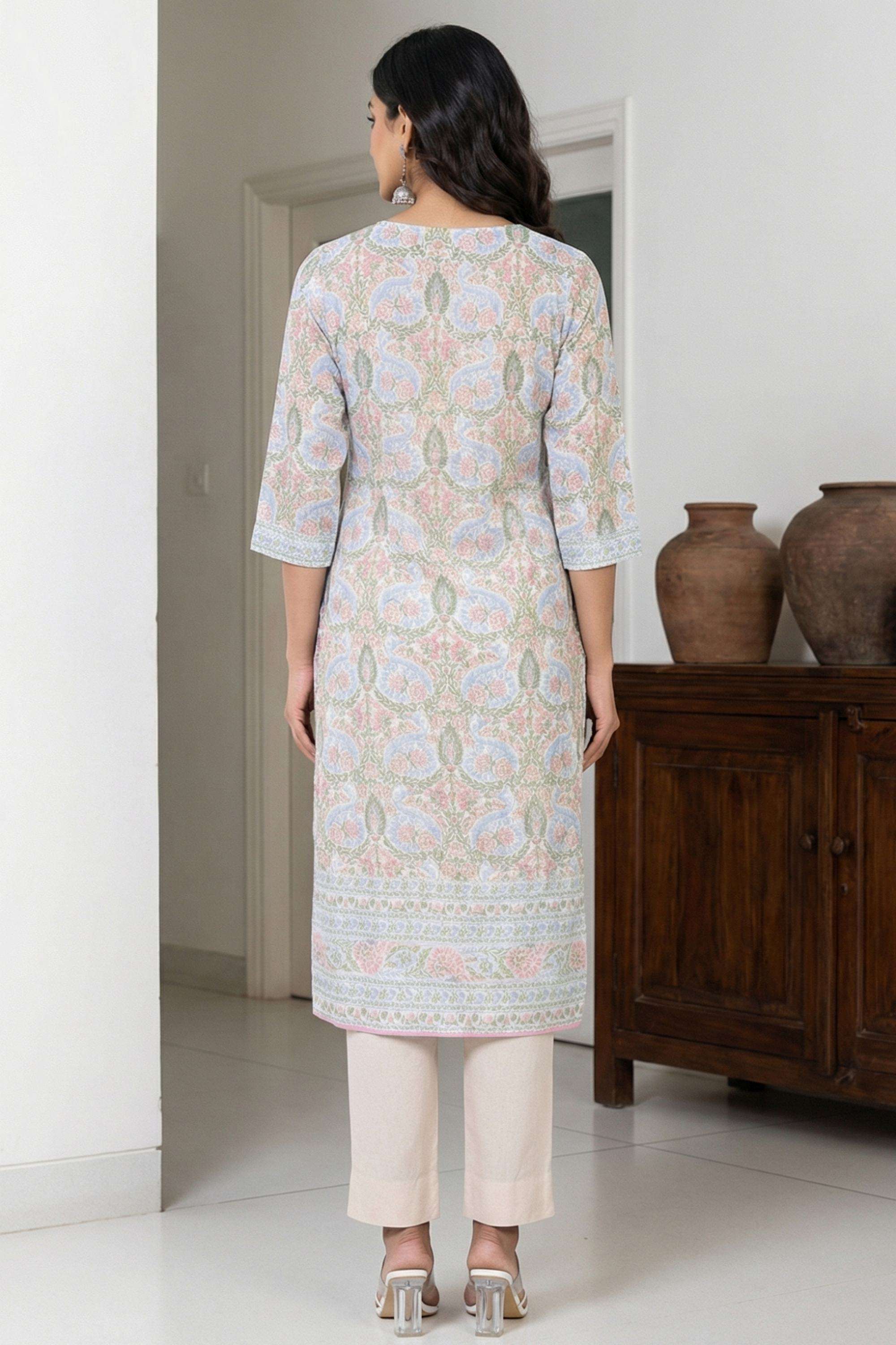 Printed-Viscose-Round-Neck-Women-Kurta