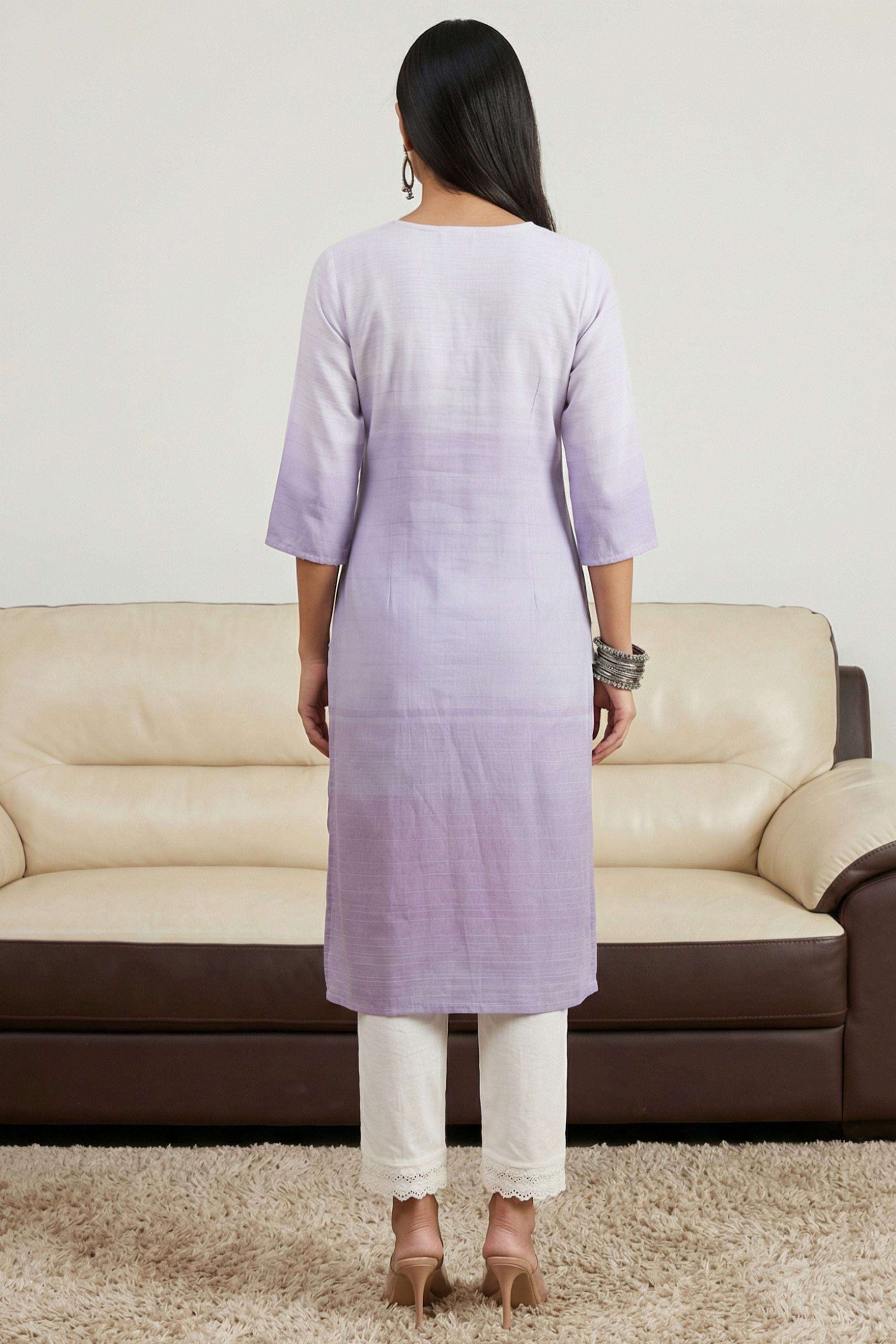 Ombre-Rayon-V-Neck-Women-Kurta