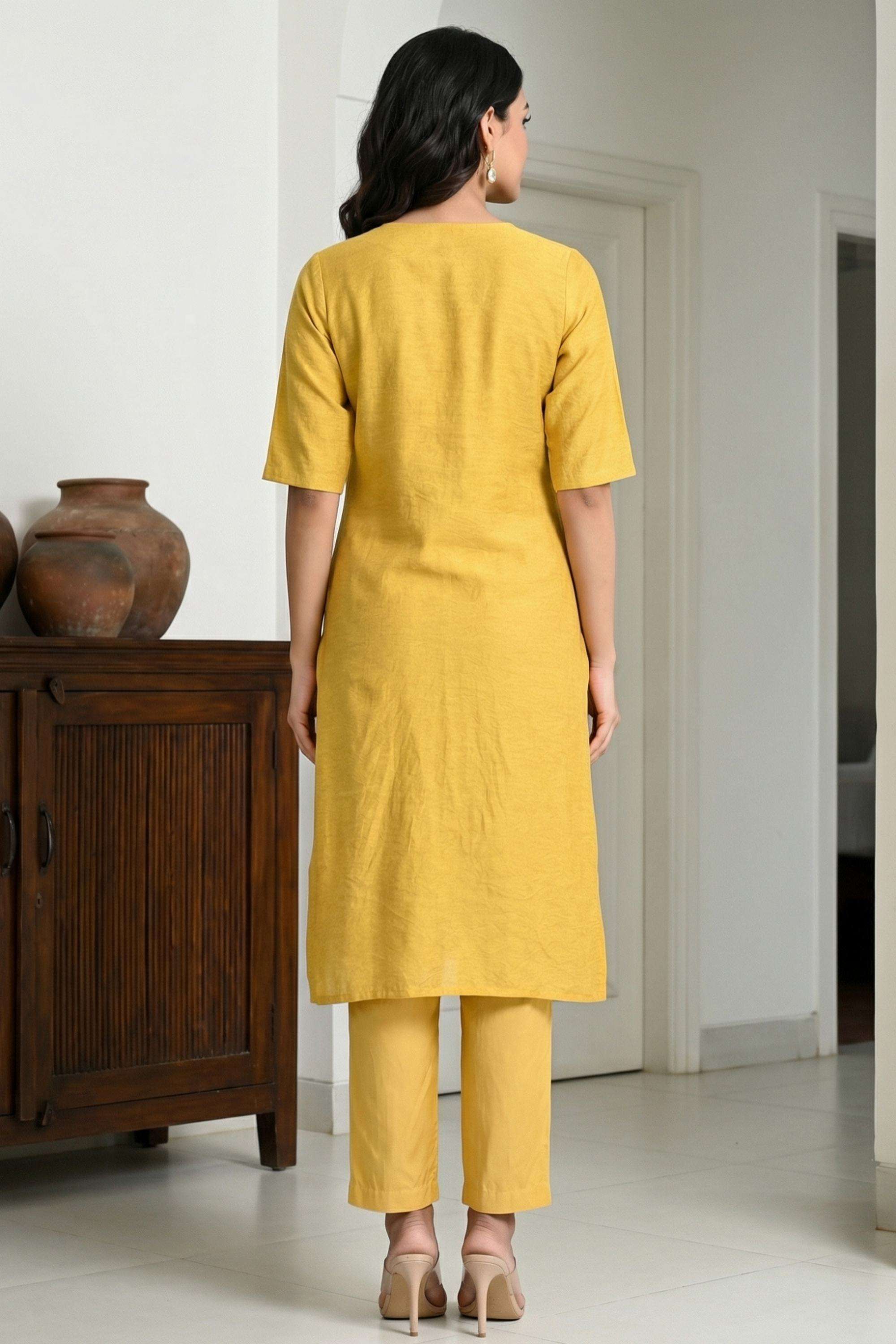 Printed-Blended-Fabric-Round-Neck-Women-Kurta