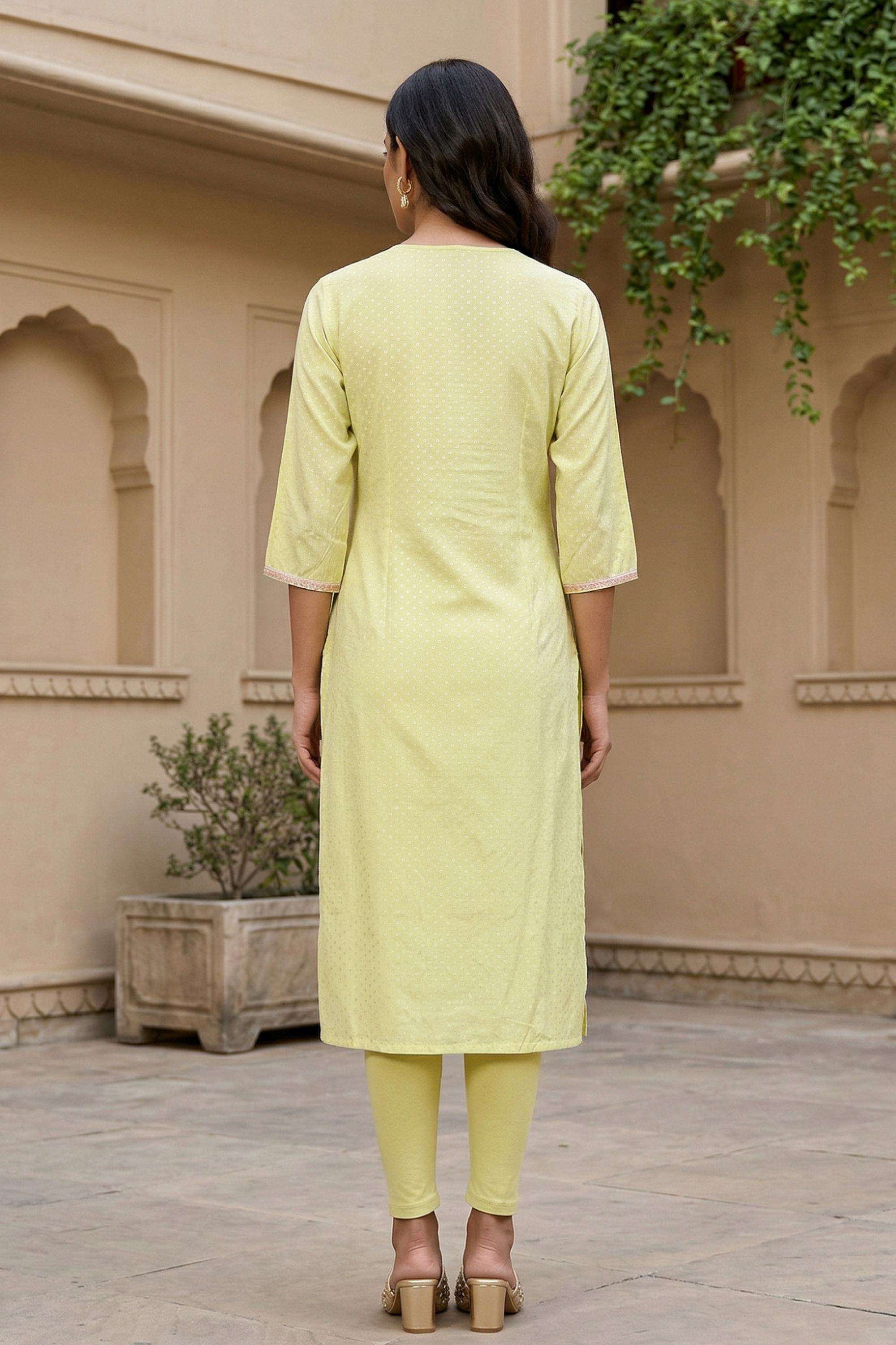Embroidered-Blended-Fabric-Round-Neck-Women-Kurta