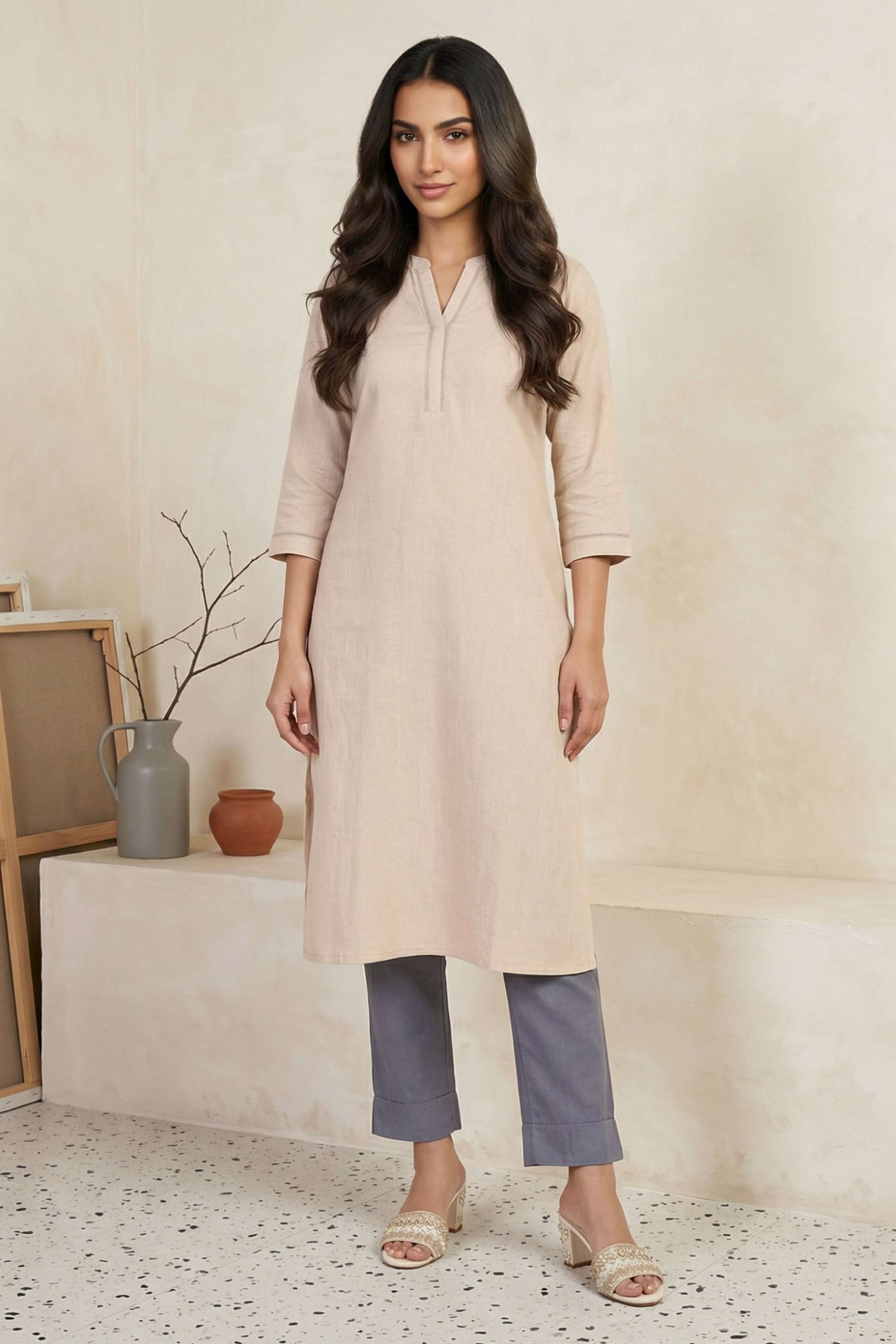 Solid-Viscose-Women-Festive-Wear-Kurta