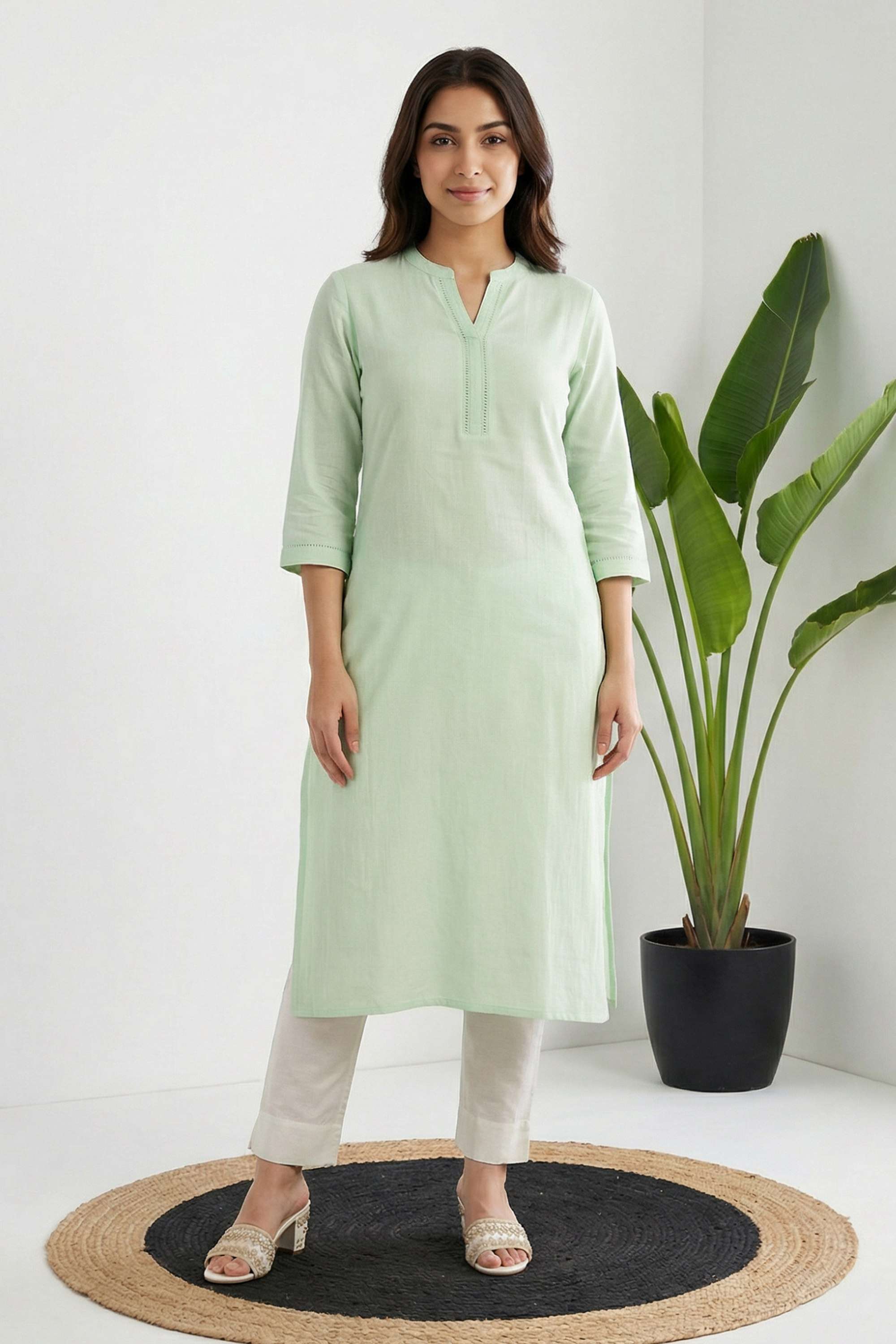 Solid-Viscose-Women-Festive-Wear-Kurta