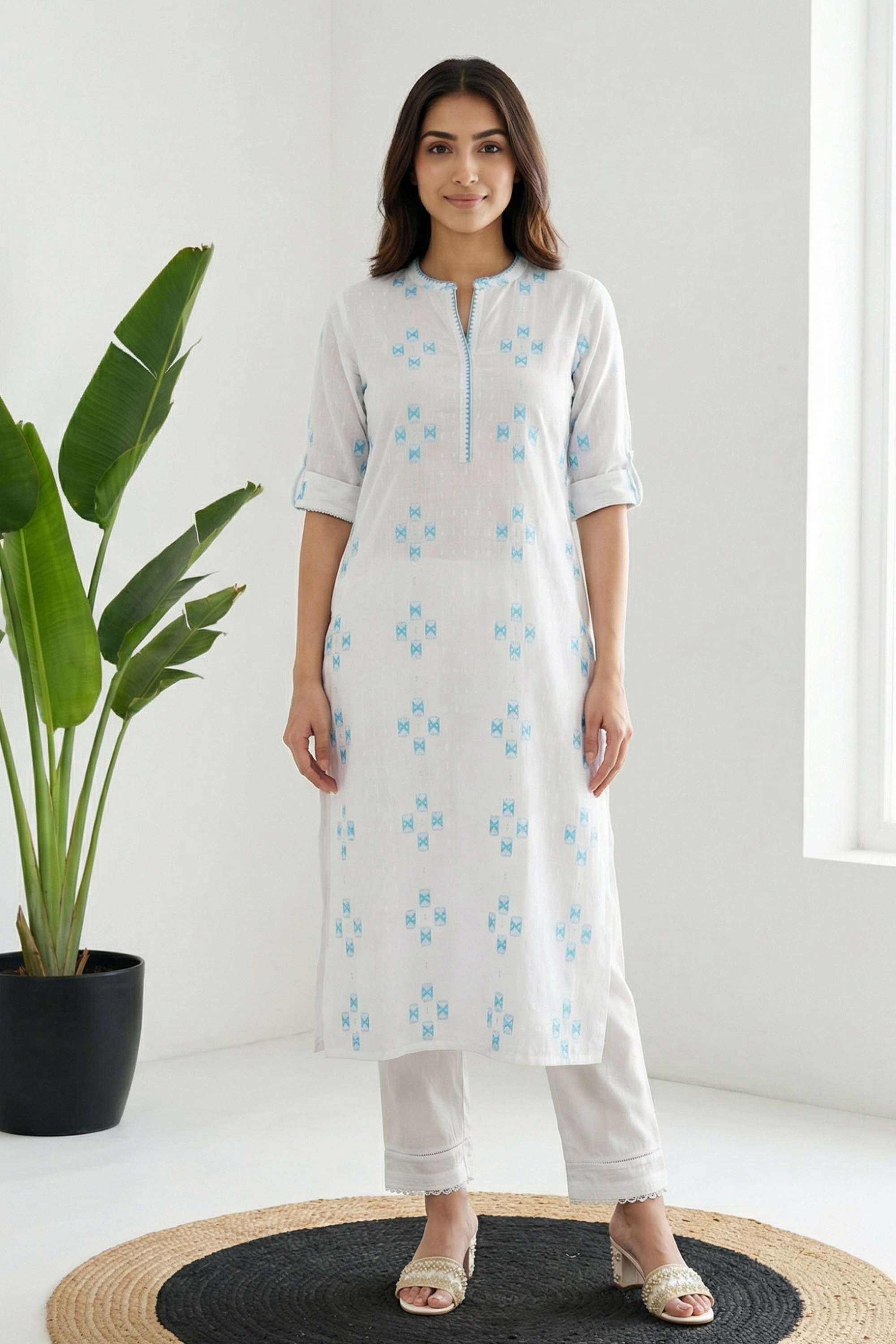 Geometric-Print-Cotton-Women-s-Festive-Wear-Kurta