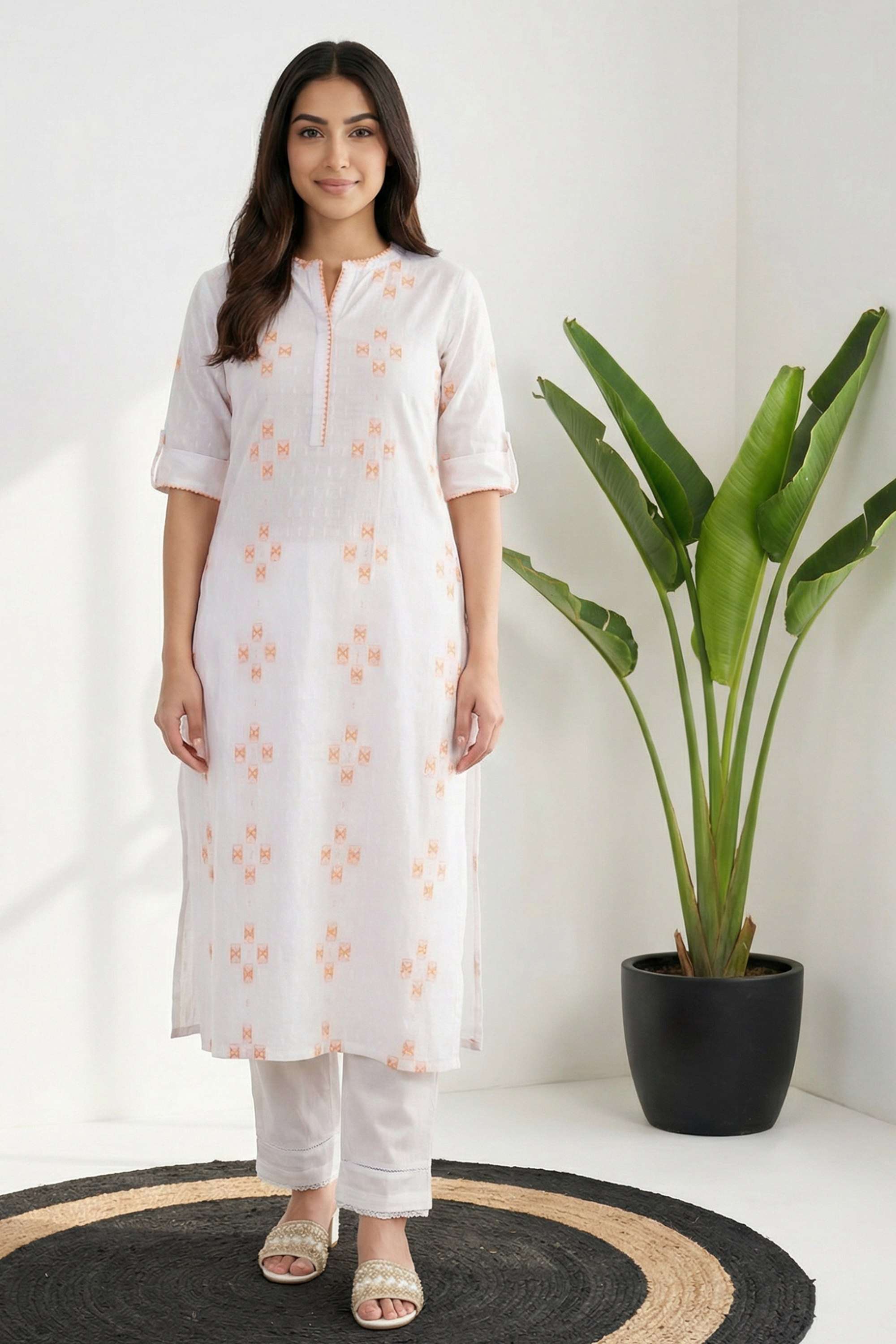Geometric-Print-Cotton-Women-Festive-Wear-Kurta