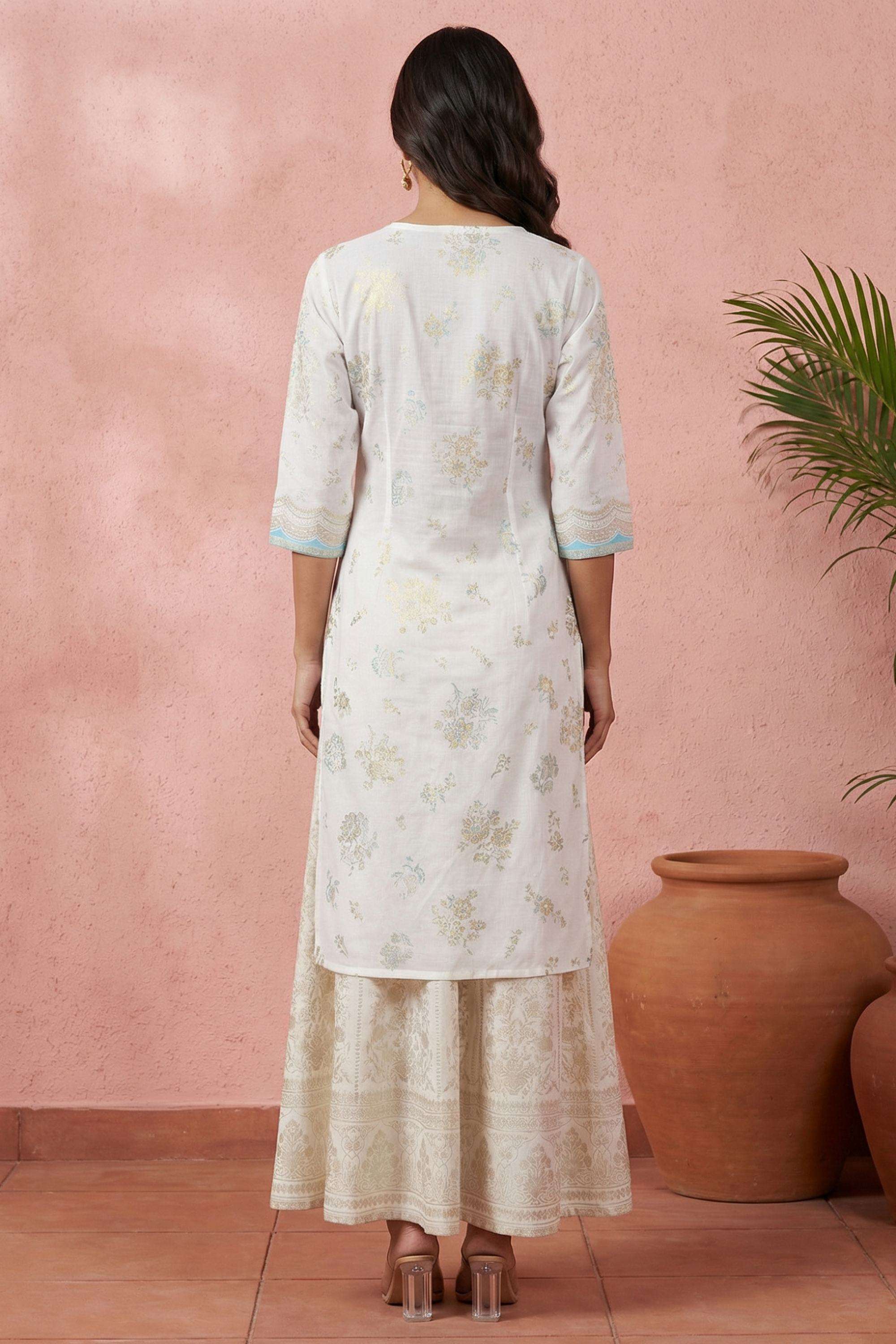 Floral-Rayon-V-Neck-Women-Kurta