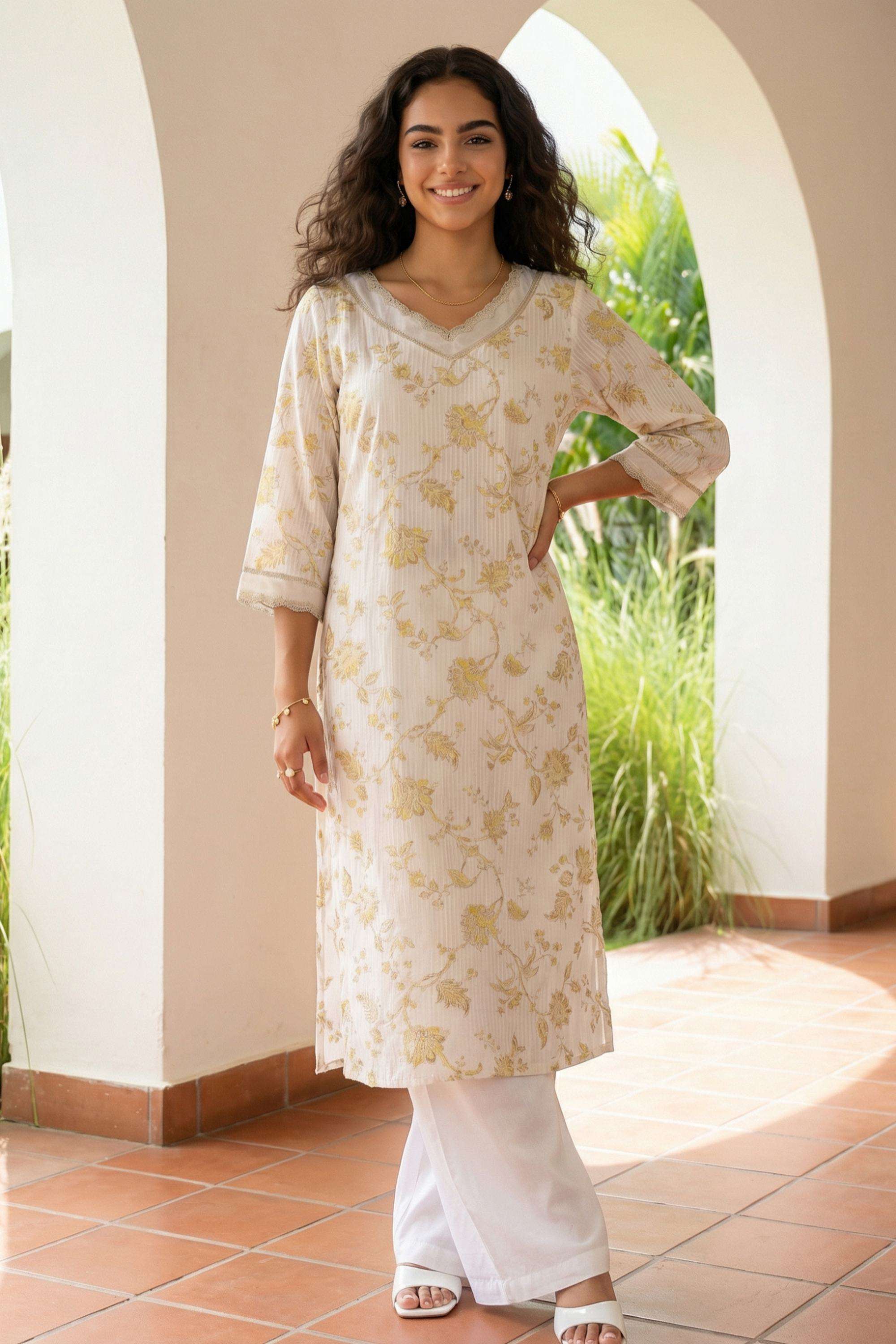 Printed-Viscose-V-Neck-Women-s-Top