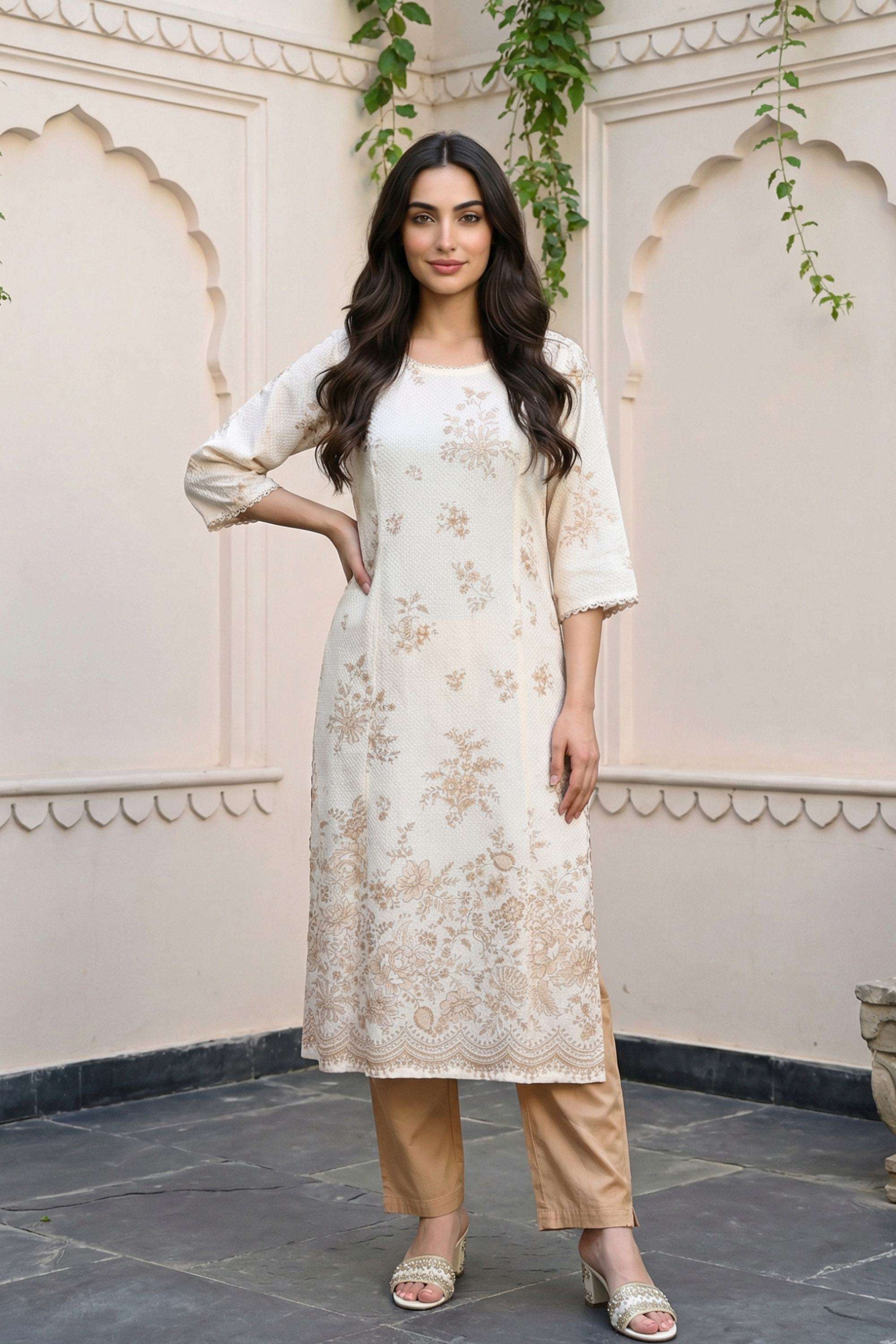 Floral-Rayon-Round-Neck-Women-Kurta
