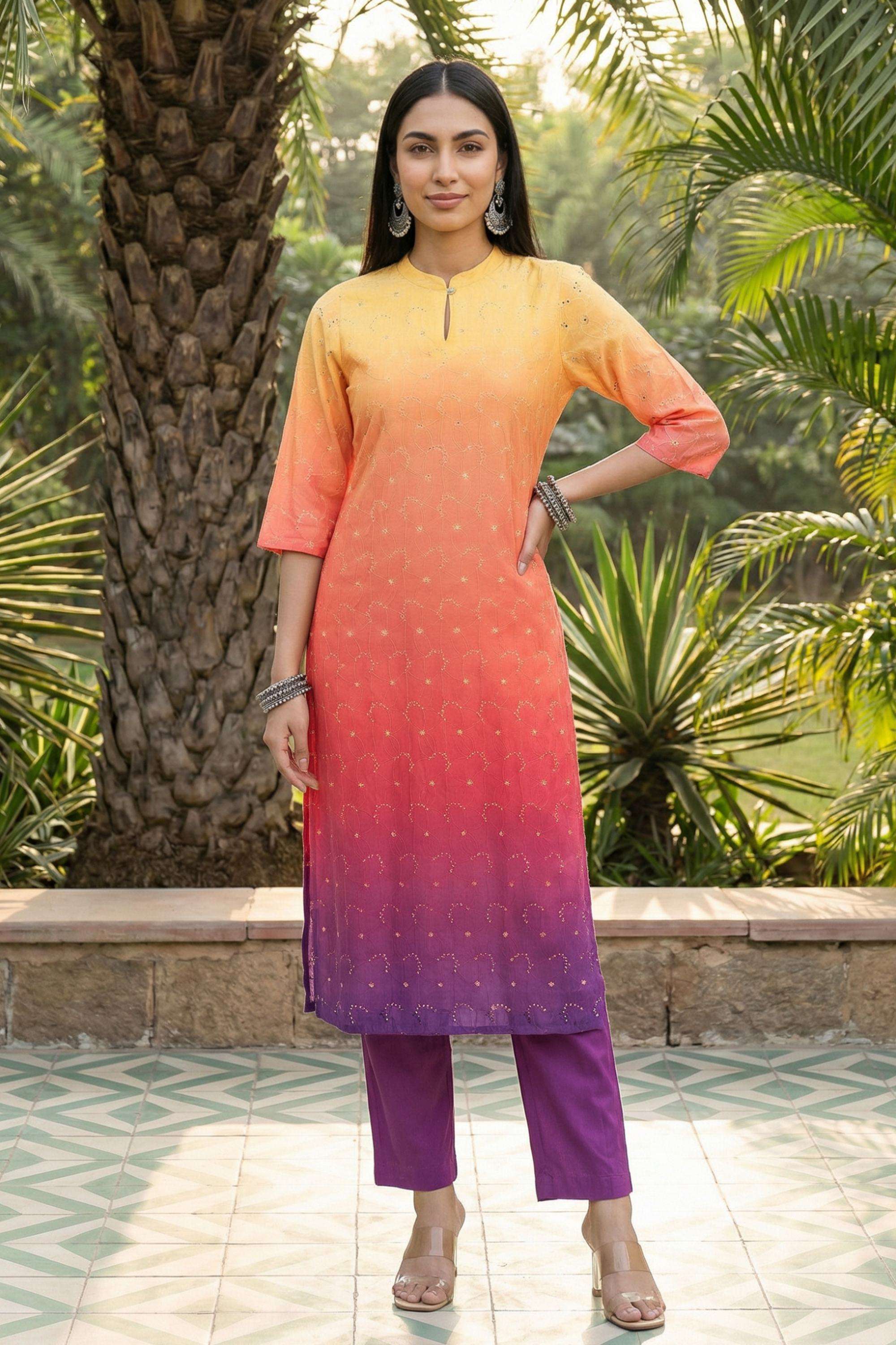 Textured-Rayon-Round-Neck-Women-s-Ethnic-Co-Ord-Set