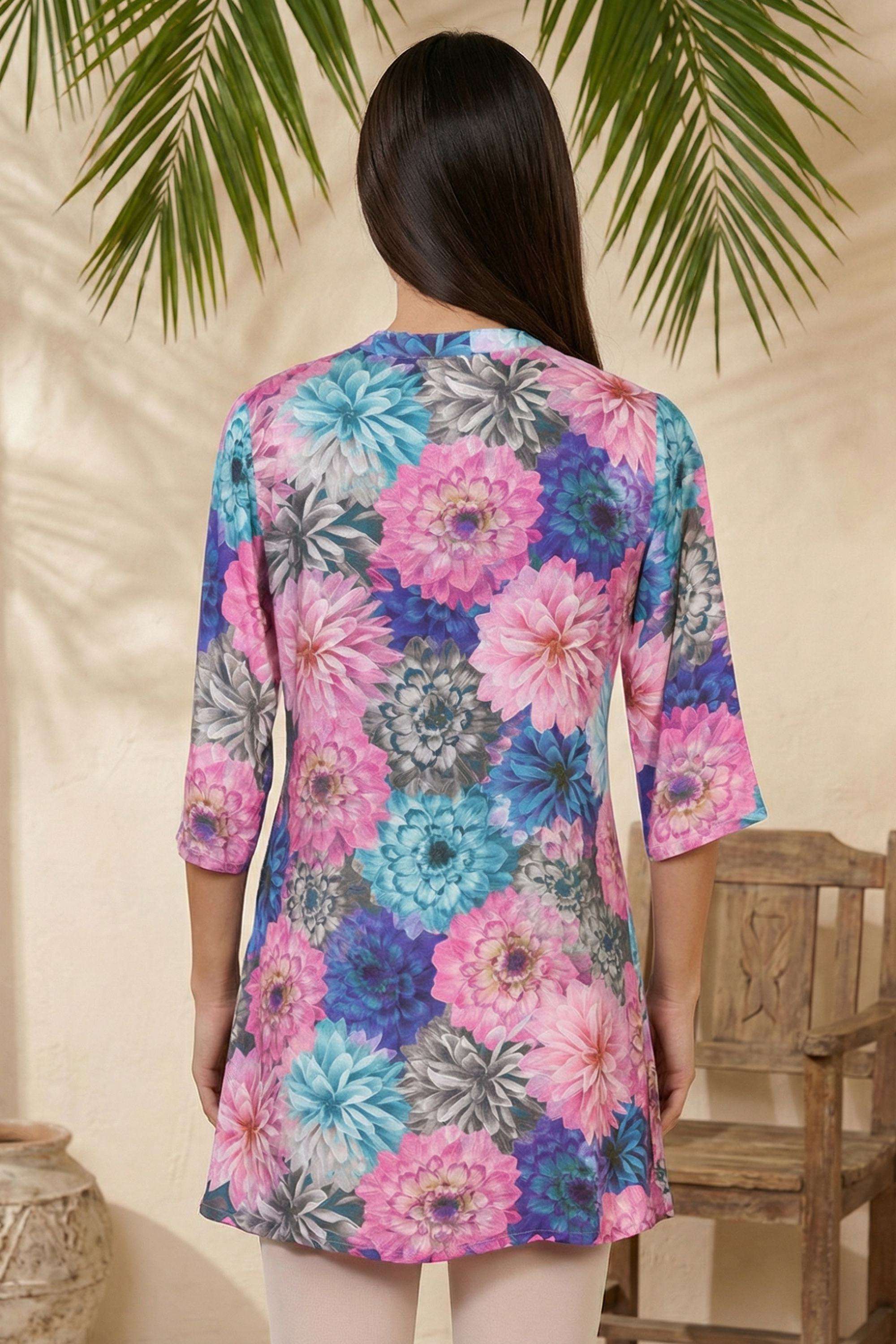 Floral-Viscose-Round-Neck-Women-s-Top