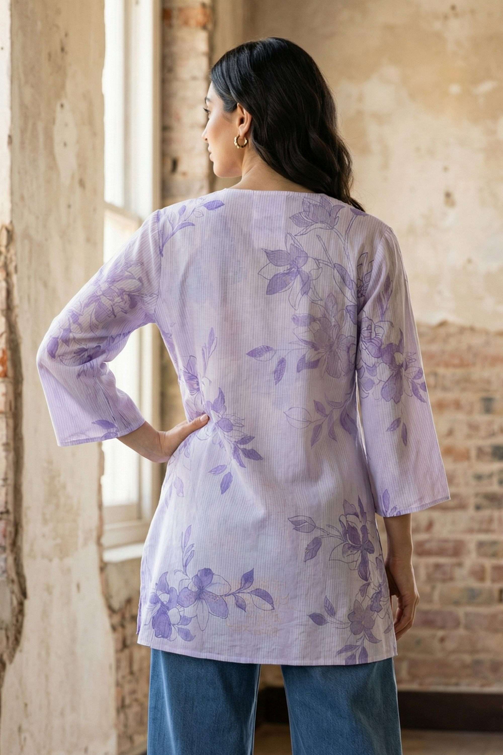 Floral-Rayon-Round-Neck-Women-s-Top