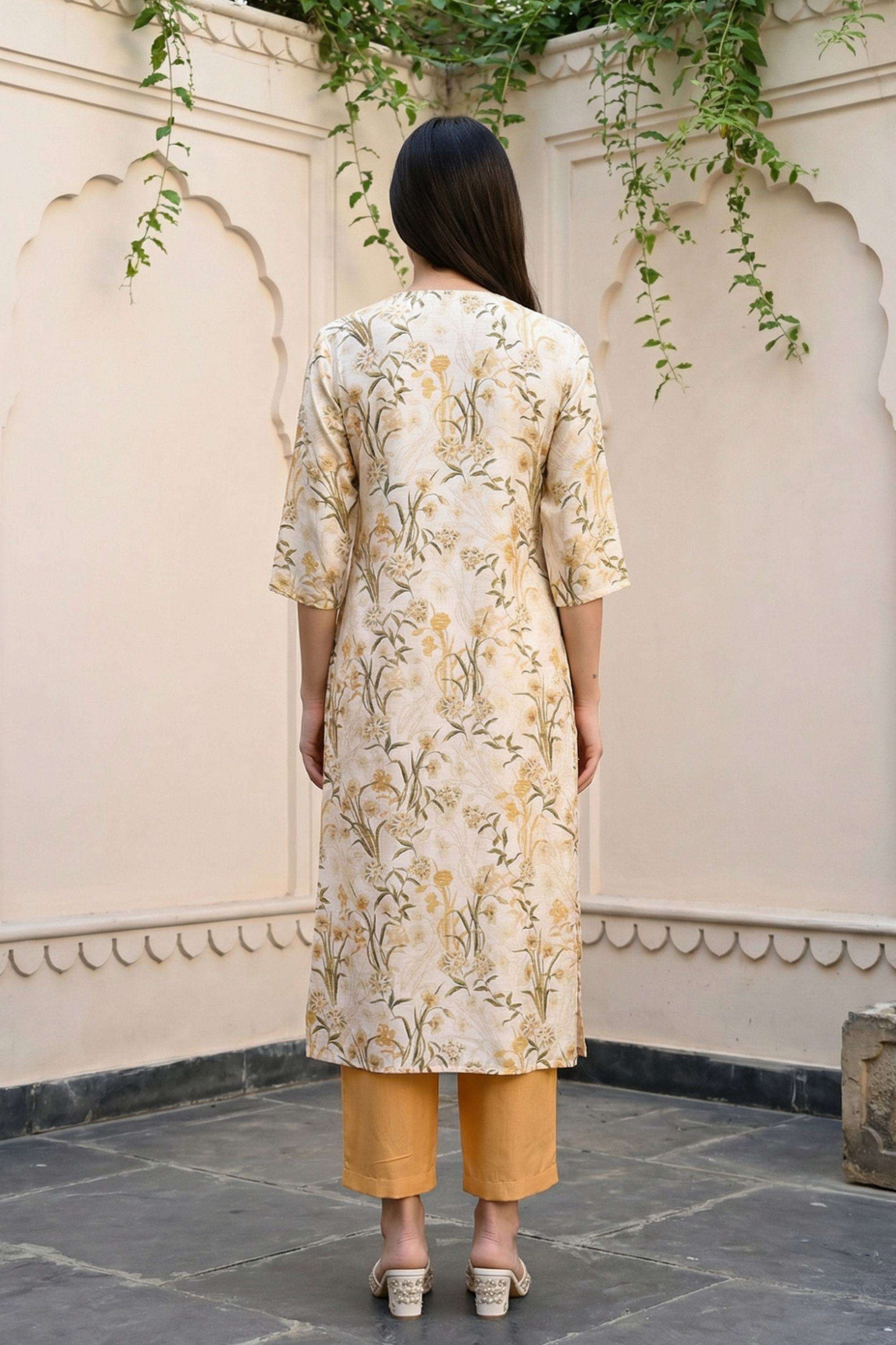 Floral-Rayon-Round-Neck-Women-Kurta-with-Pant