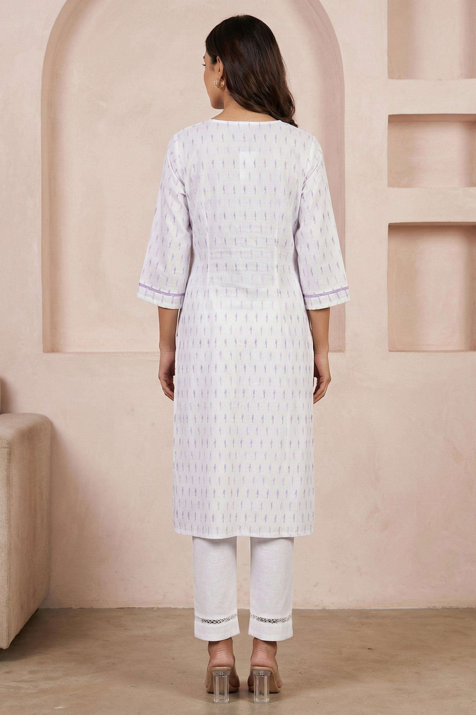Printed-Cotton-V-Neck-Women-Kurta-with-Pant