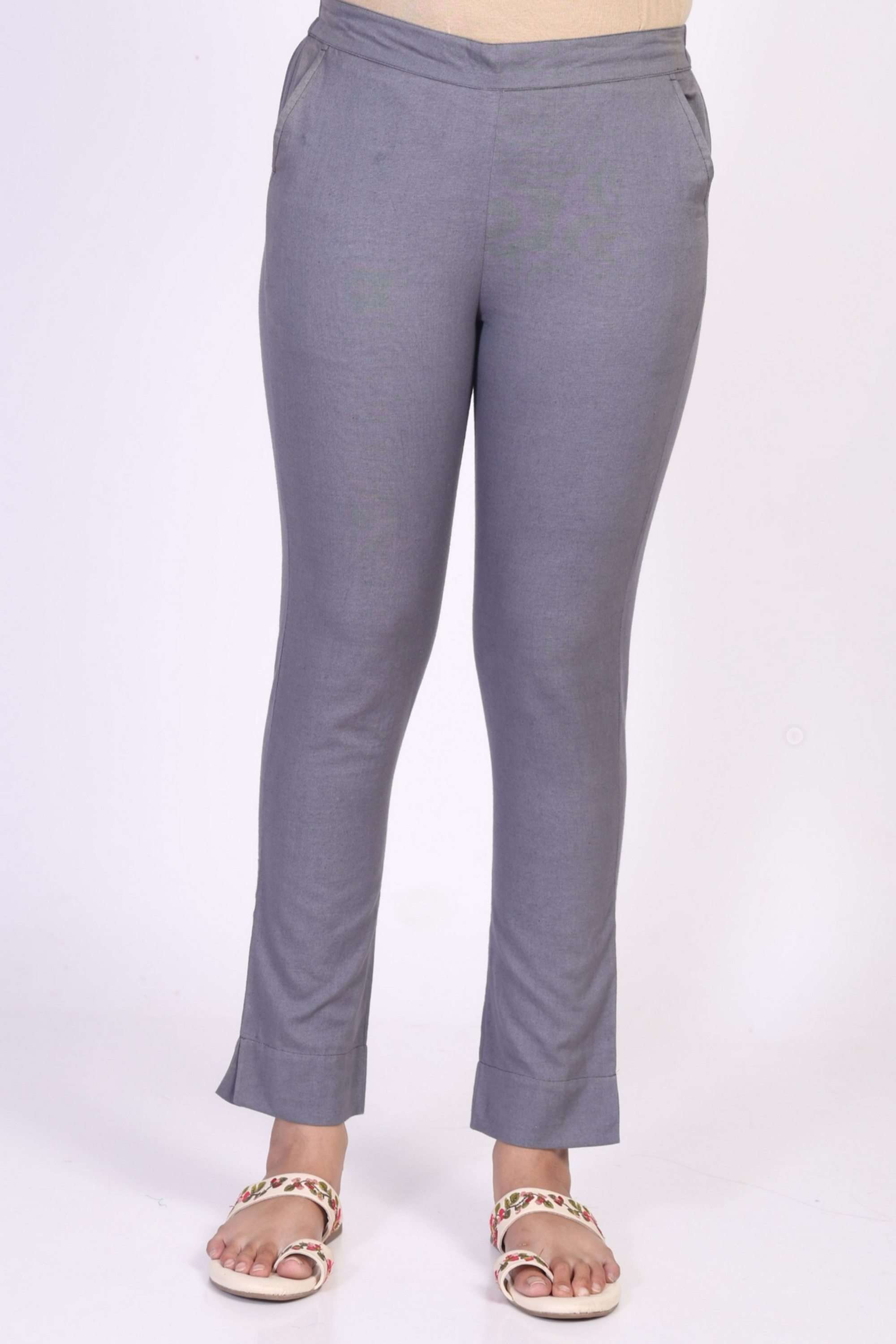 Textured-Slim-Fit-Blended-Fabric-Women-s-Casual-Wear-Trousers