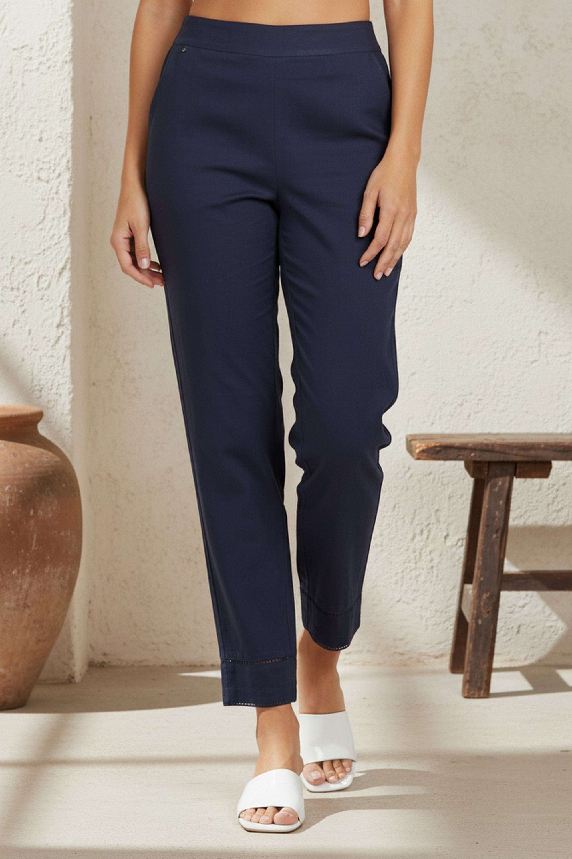 Solid-Straight-Fit-Cotton-Women-s-Festive-Wear-Trousers