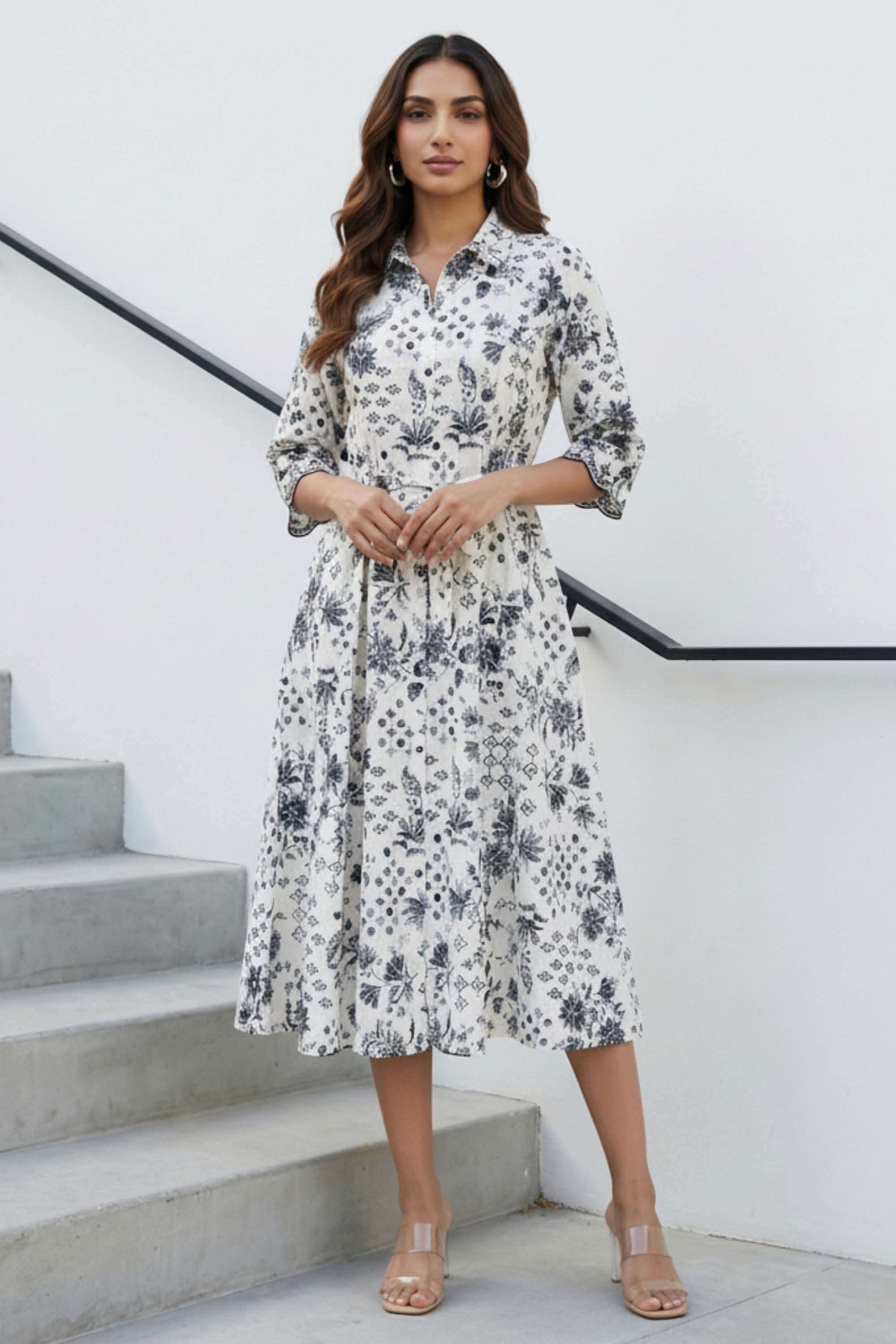 aurelia Floral Collared Cotton Women's Dress-picture-14