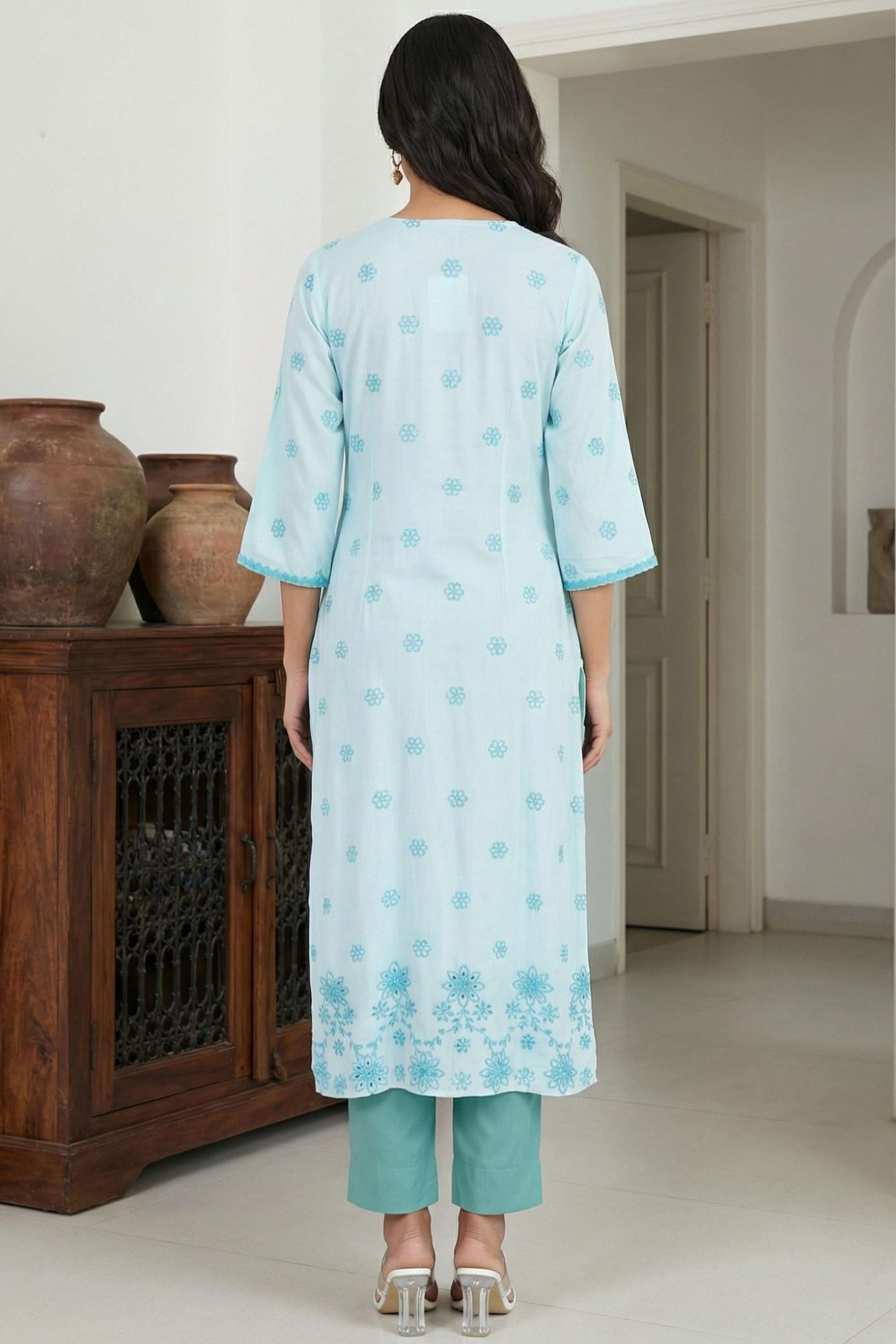 Embroidered-Rayon-Round-Neck-Women-s-Festive-Wear-Kurta