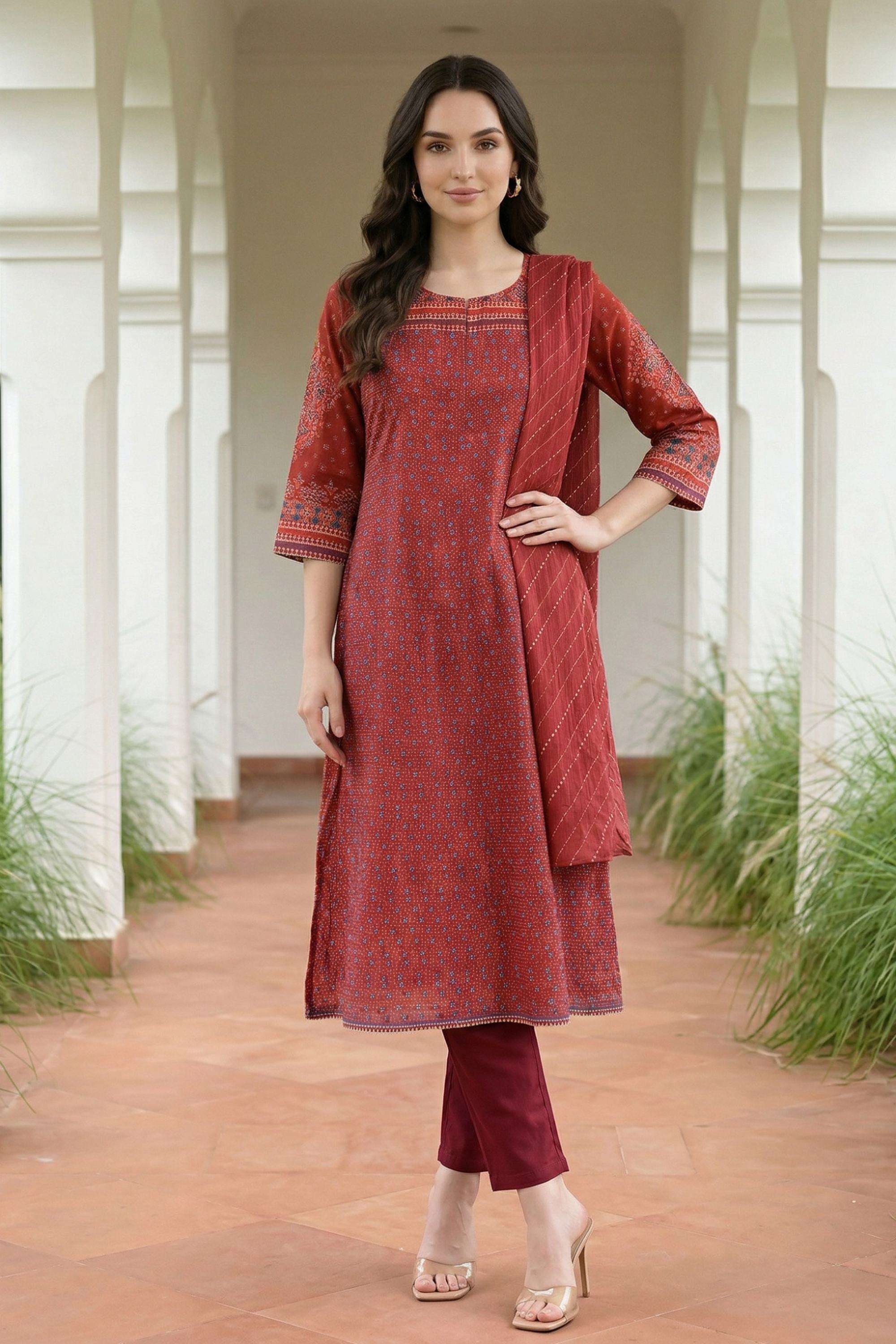 Geometric-Print-Blended-Fabric-Women-s-Stoles