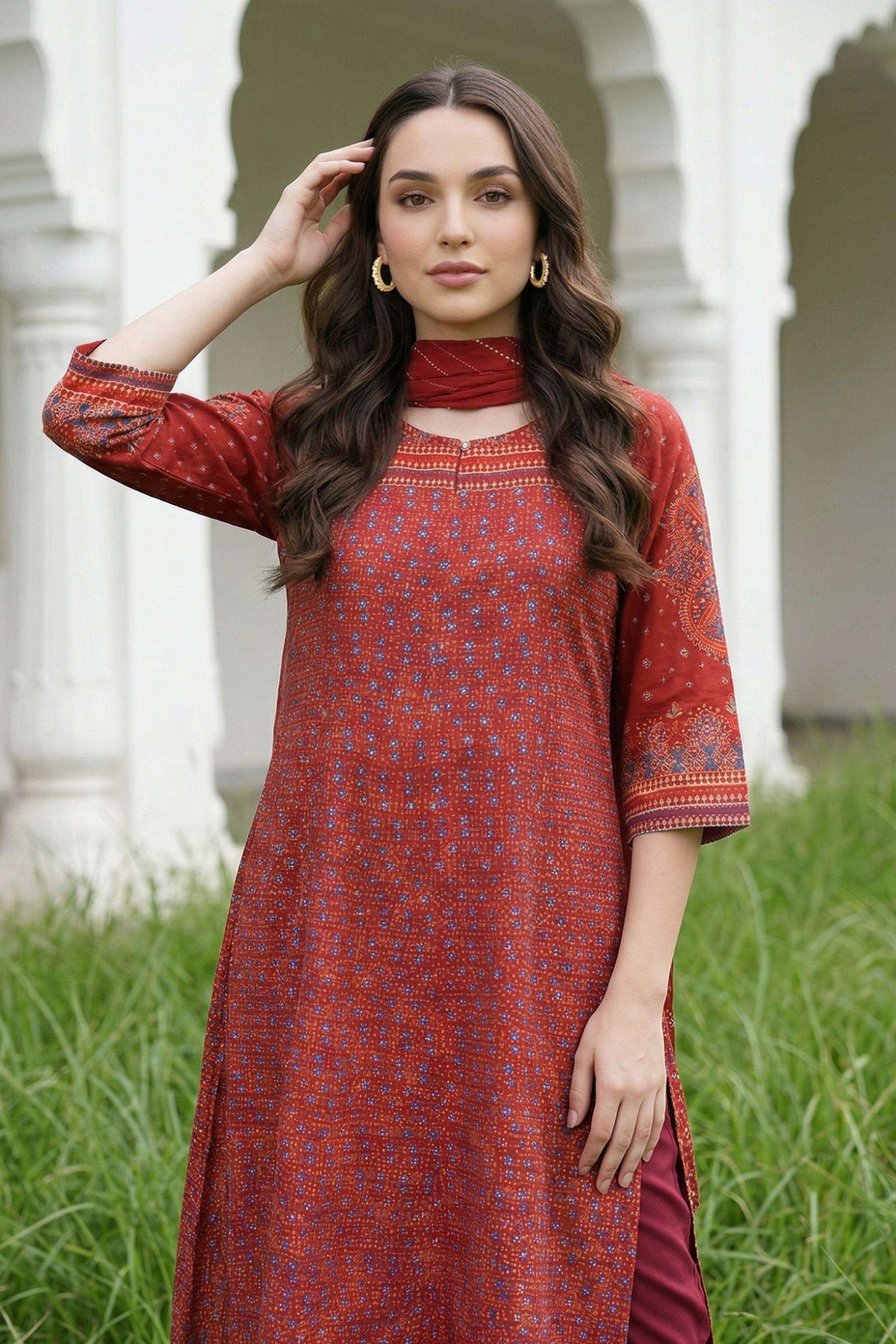 Geometric-Print-Blended-Fabric-Women-s-Stoles