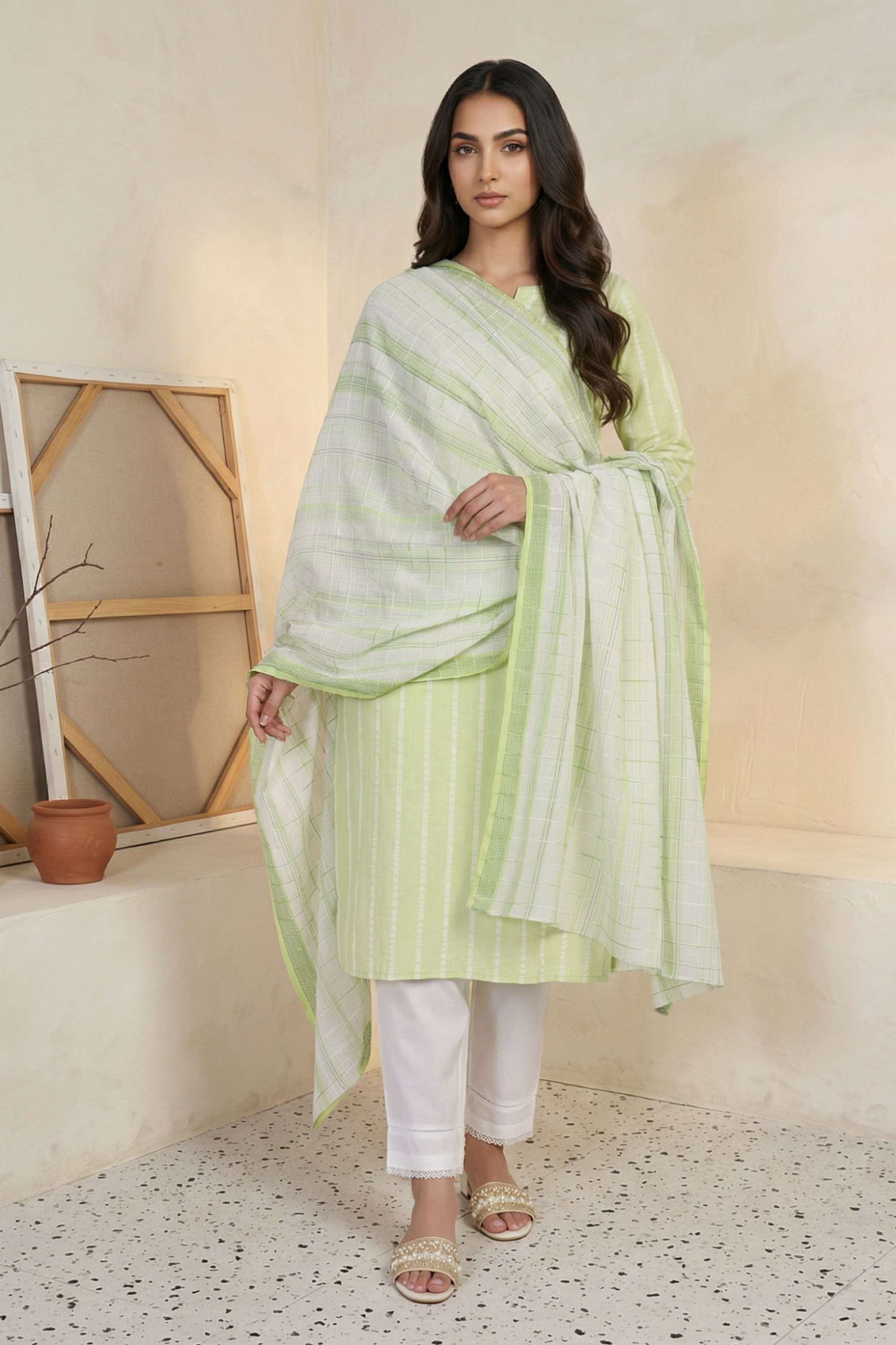 Checks-Cotton-Blend-Woven-Women-s-Dupatta