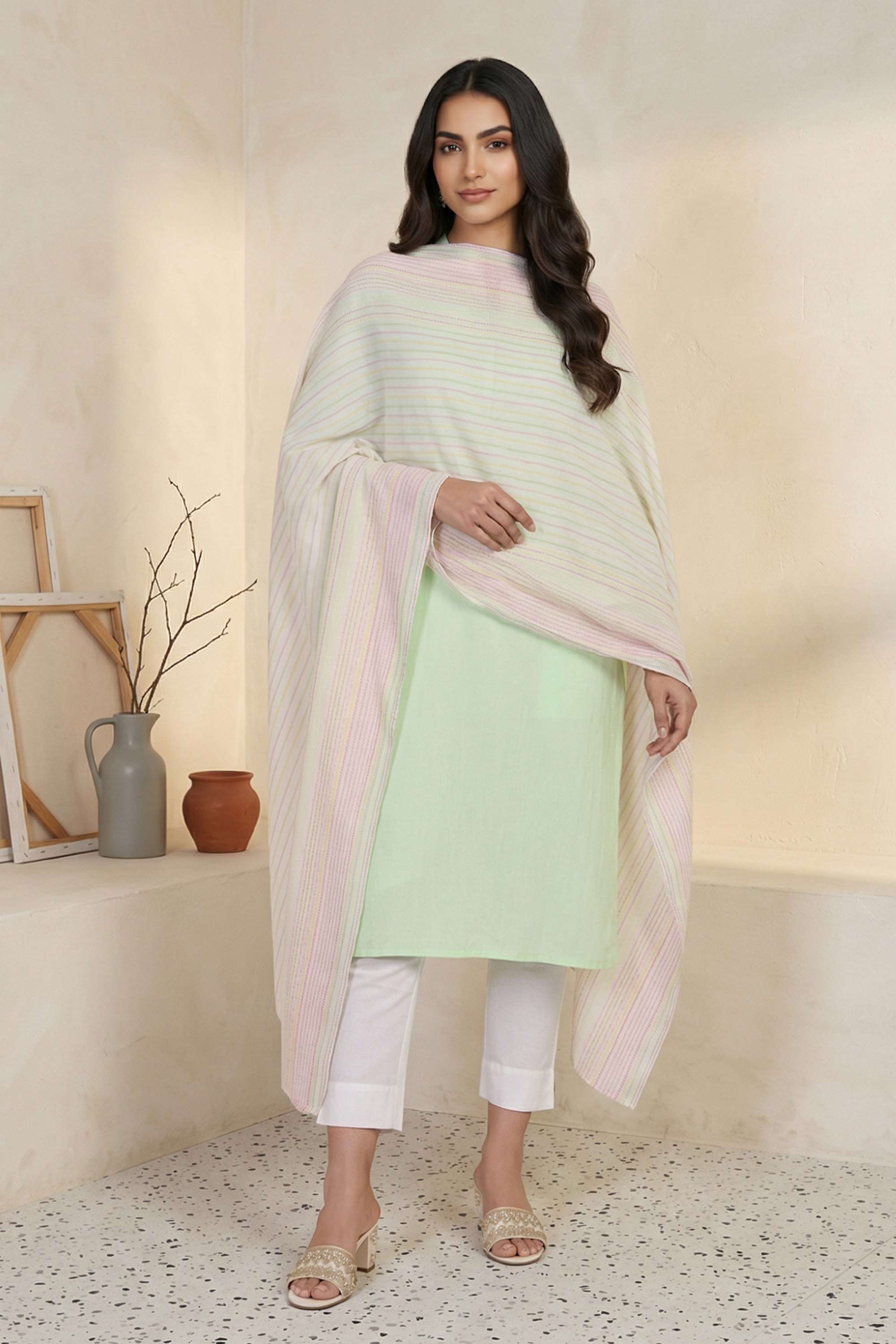 Stripes-Cotton-Blend-Woven-Women-s-Dupatta