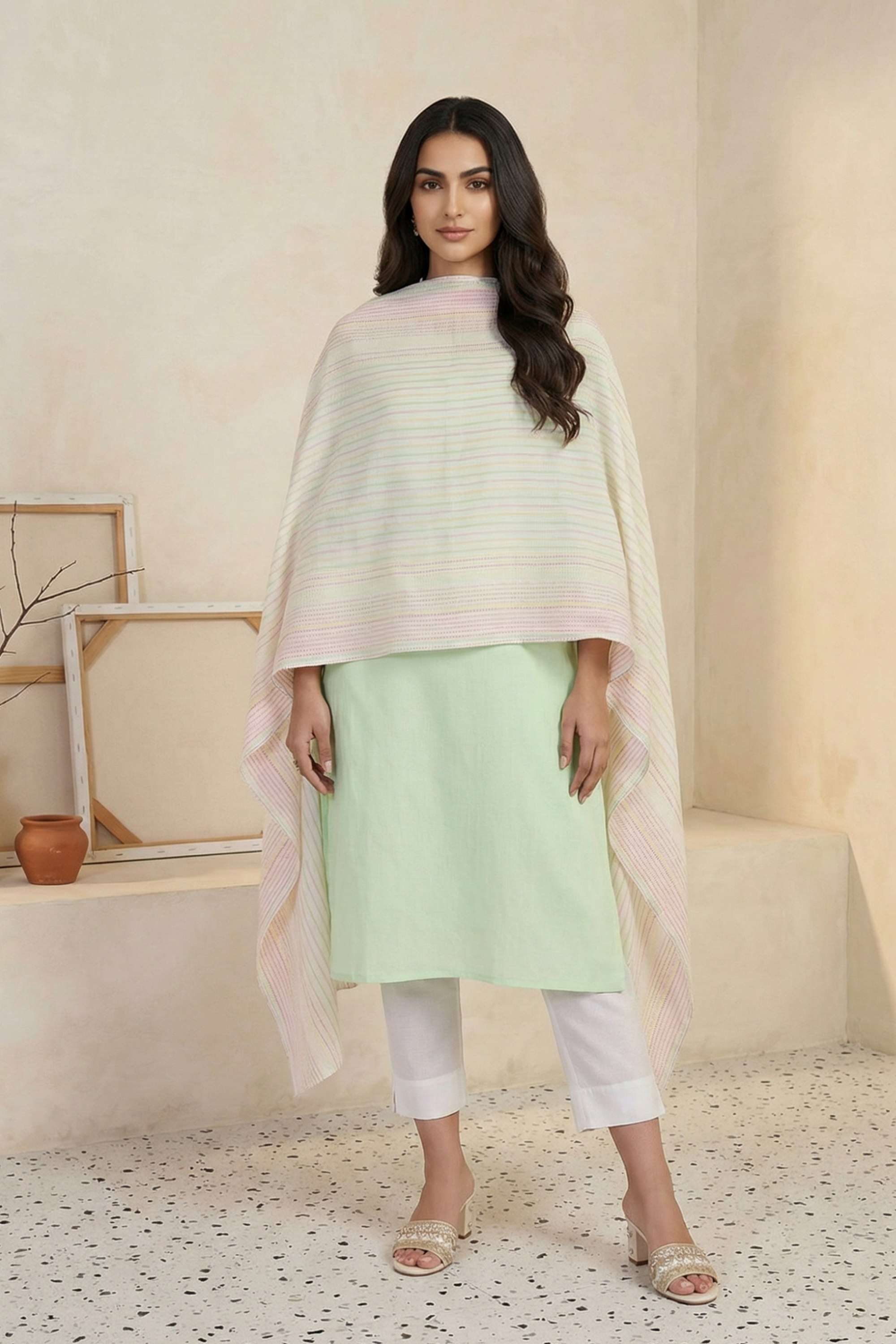 Stripes-Cotton-Blend-Woven-Women-s-Dupatta