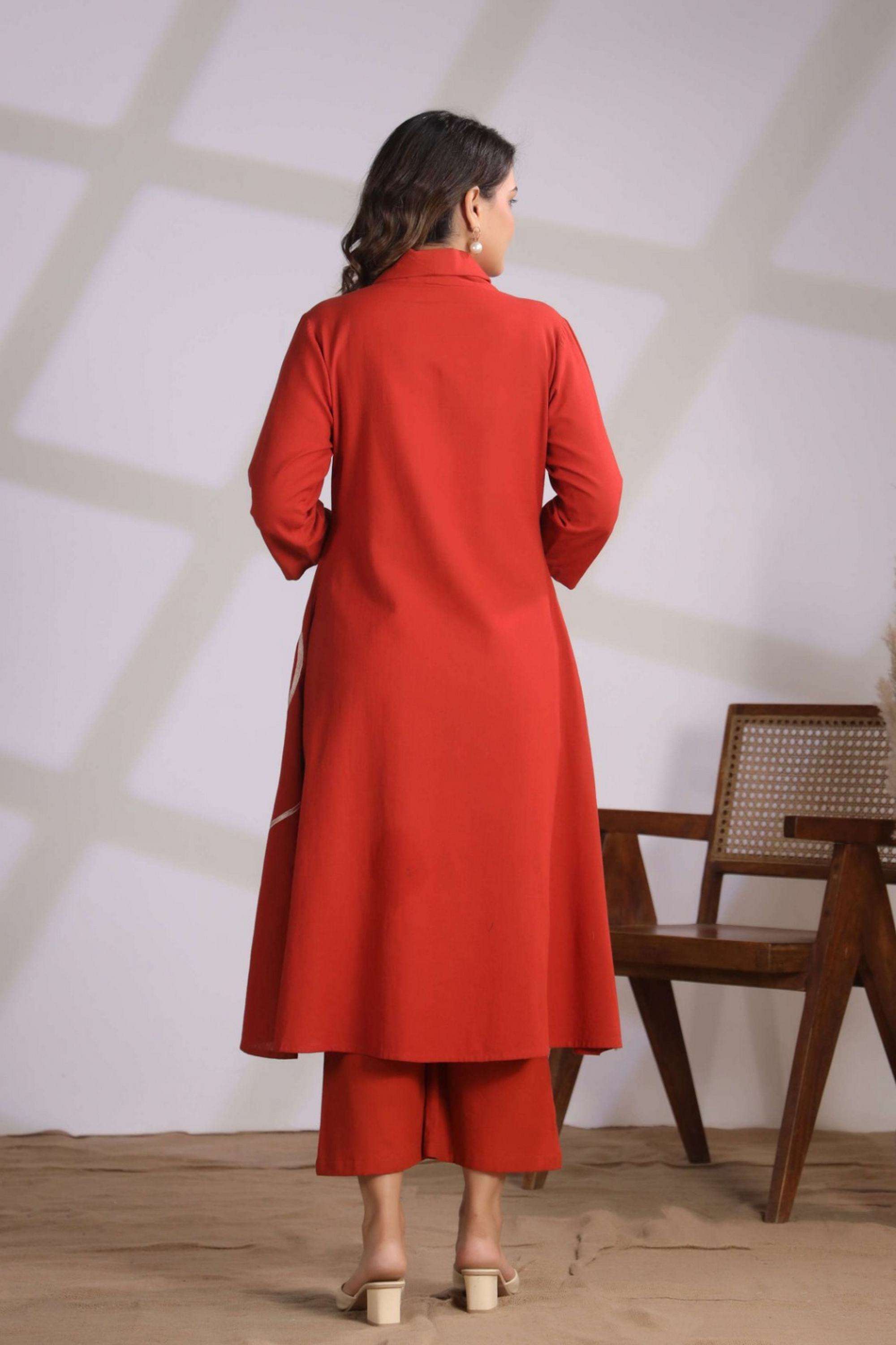 Embroidered-Cotton-Collared-Women-Kurta-with-Palazzo