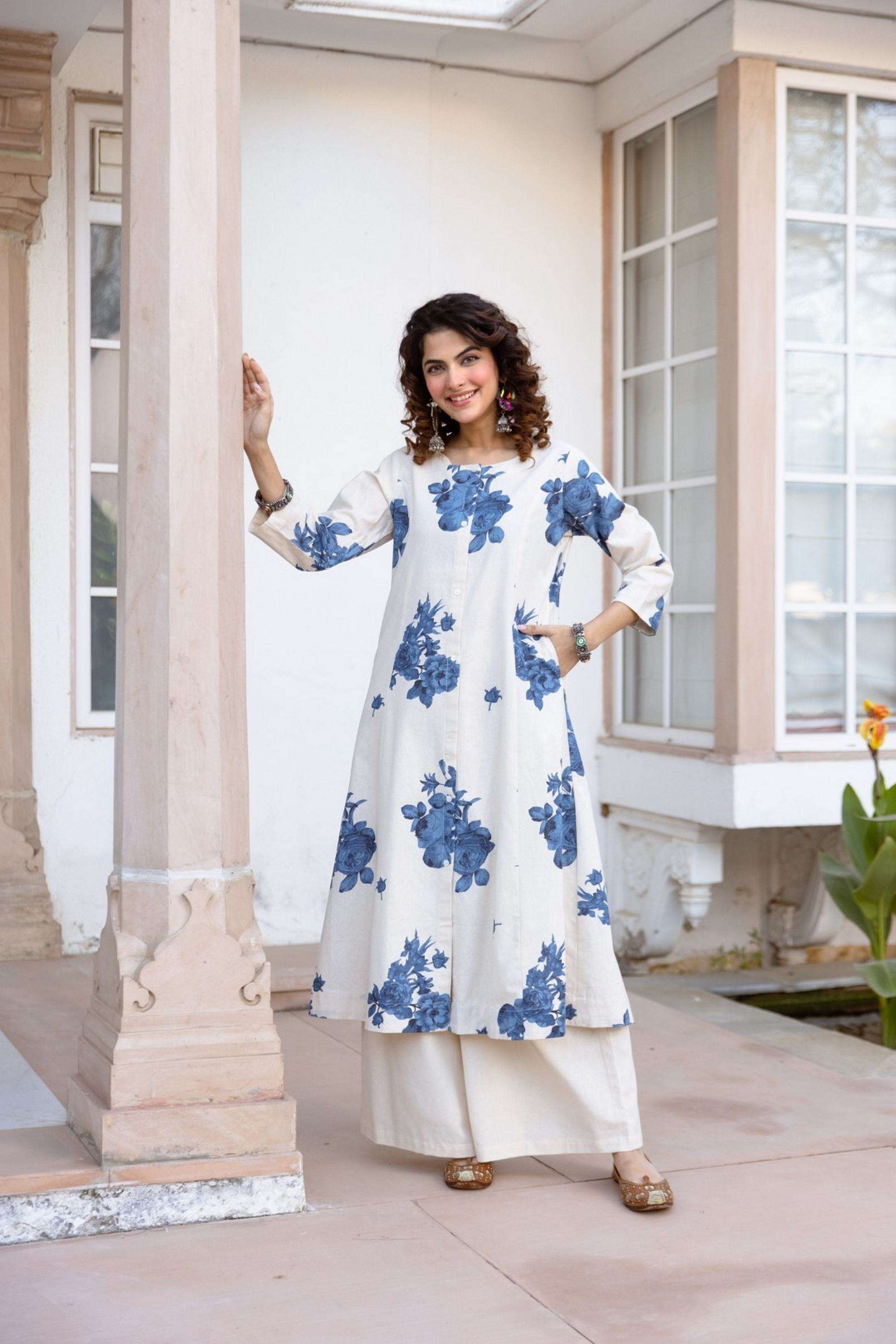 Floral-Cotton-Round-Neck-Women-Kurta-with-Palazzo