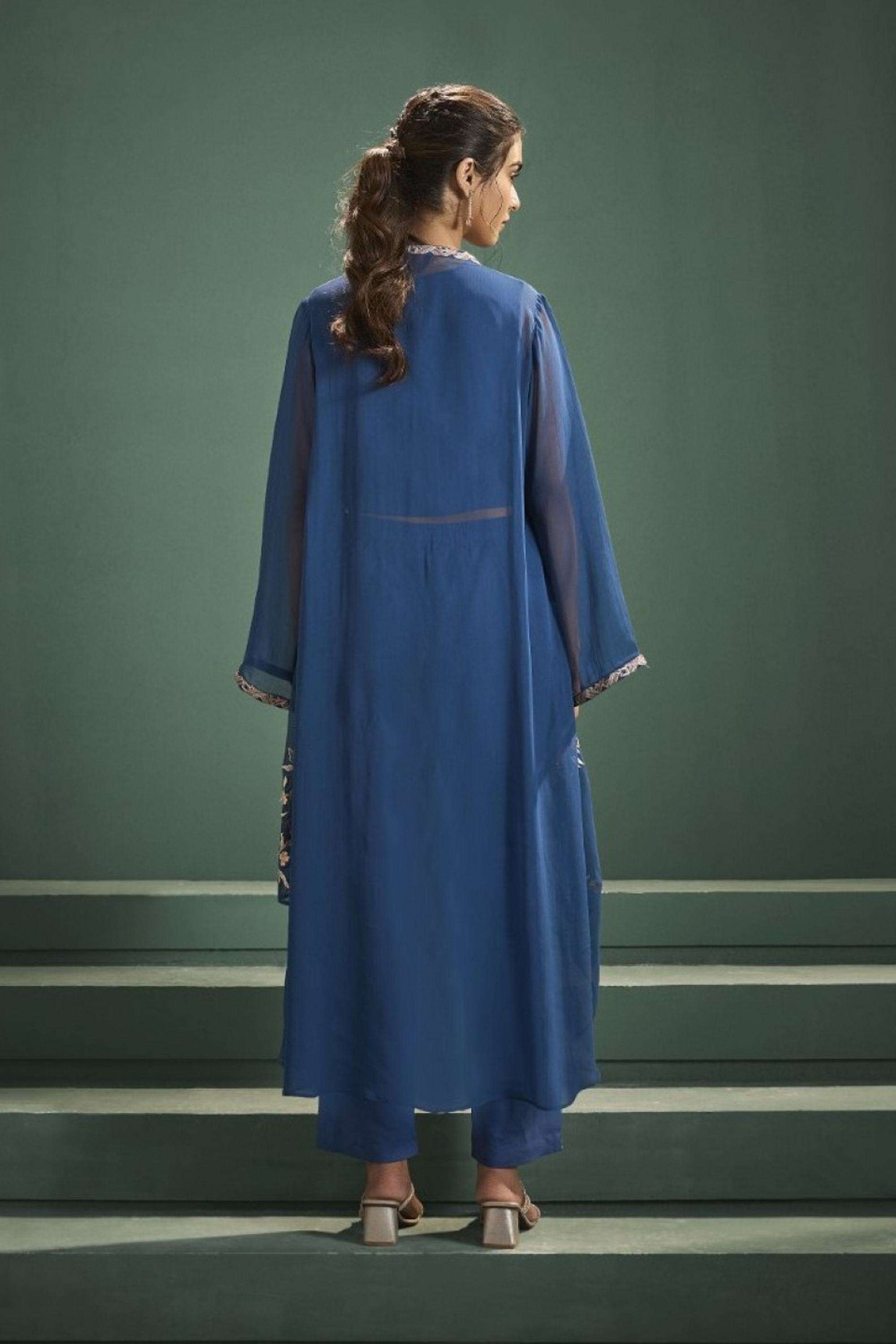 Embroidered-Cotton-Round-Neck-Women-Kurta-with-Shrug-and-Palazzo