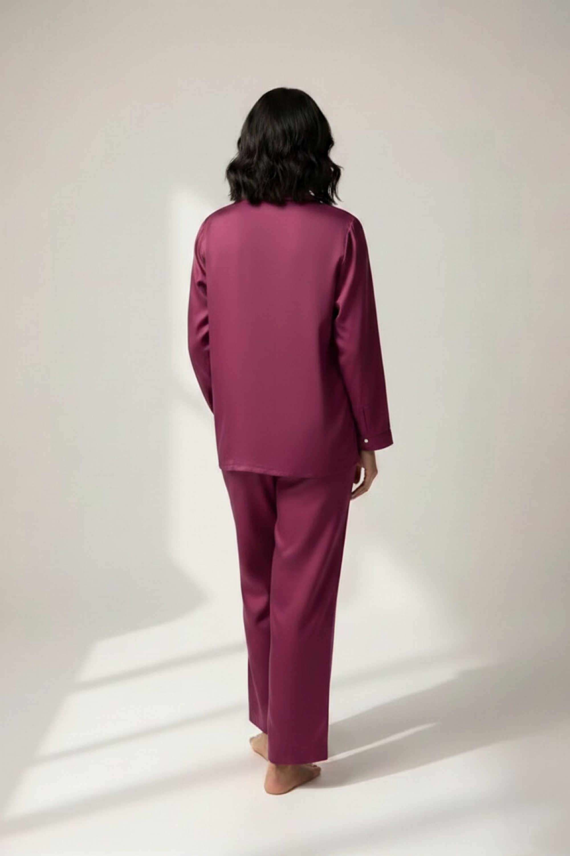 Embroidered-Collared-Blended-Fabric-Women-Shirt-with-Pant