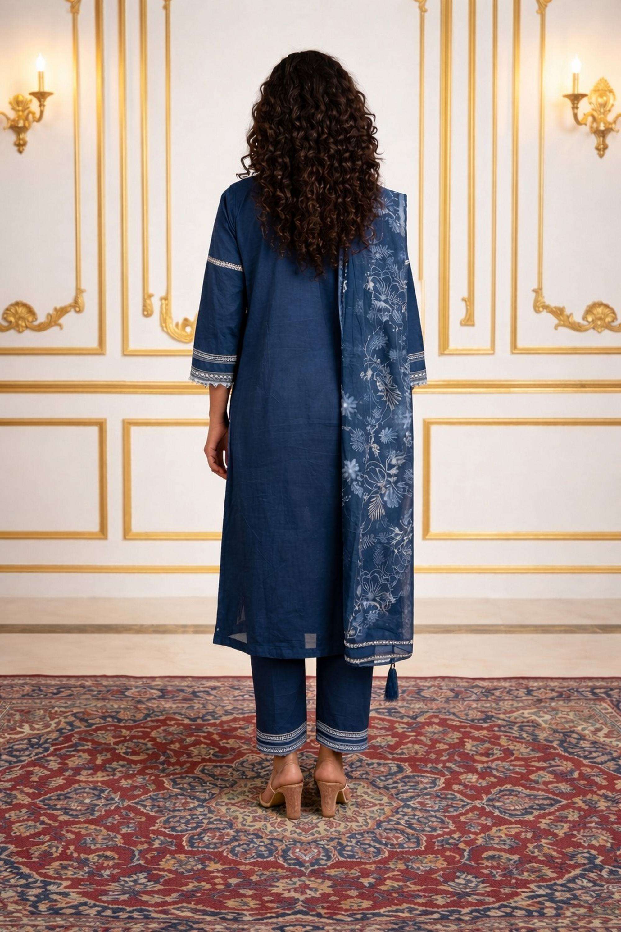 Embroidered-Cotton-Round-Neck-Women-Kurta-with-Pant-and-Dupatta