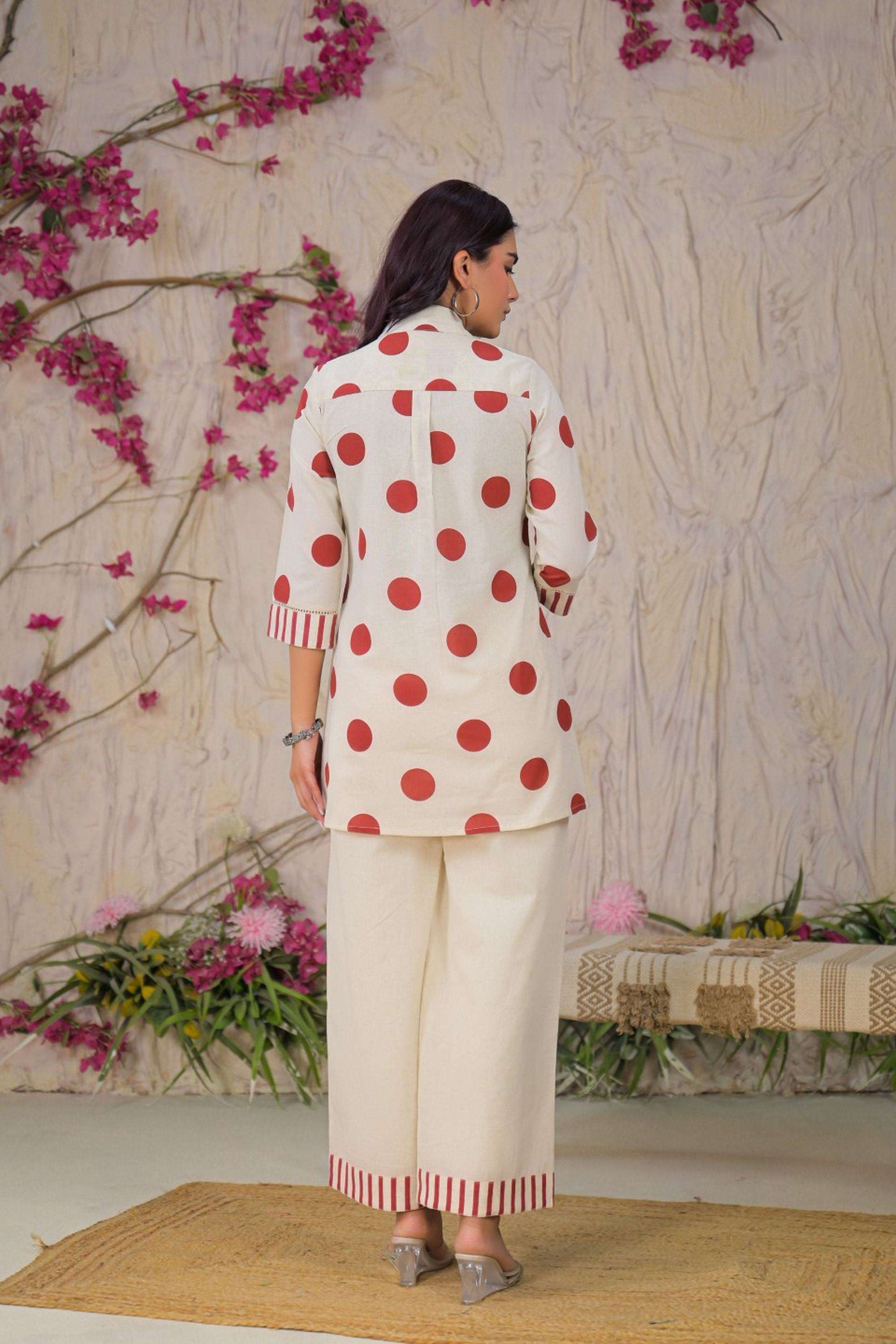Printed-Blended-Fabric-Collared-Women-Kurta-with-Pant