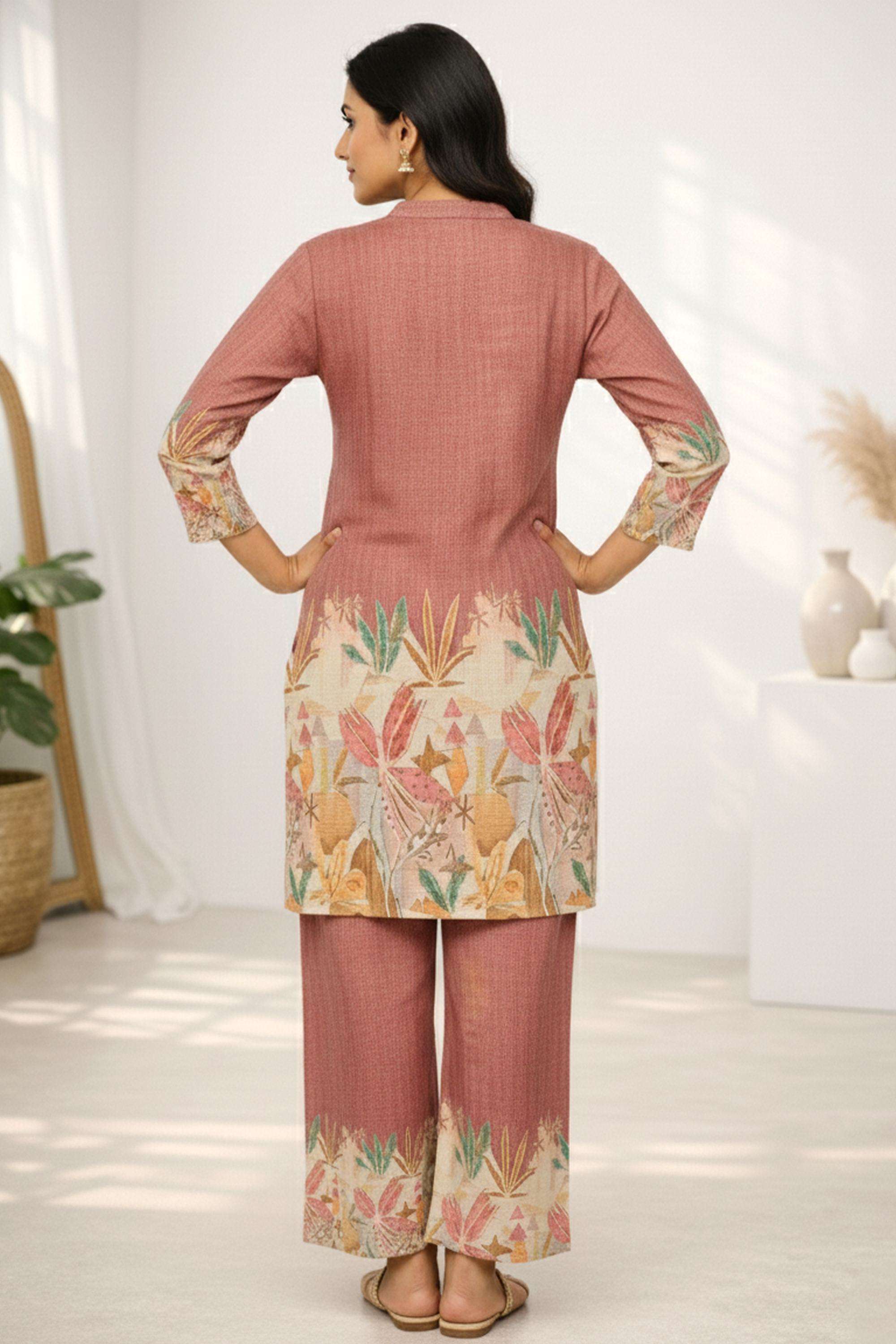 Printed-Blended-Fabric-Round-Neck-Women-Kurta-with-Palazzo