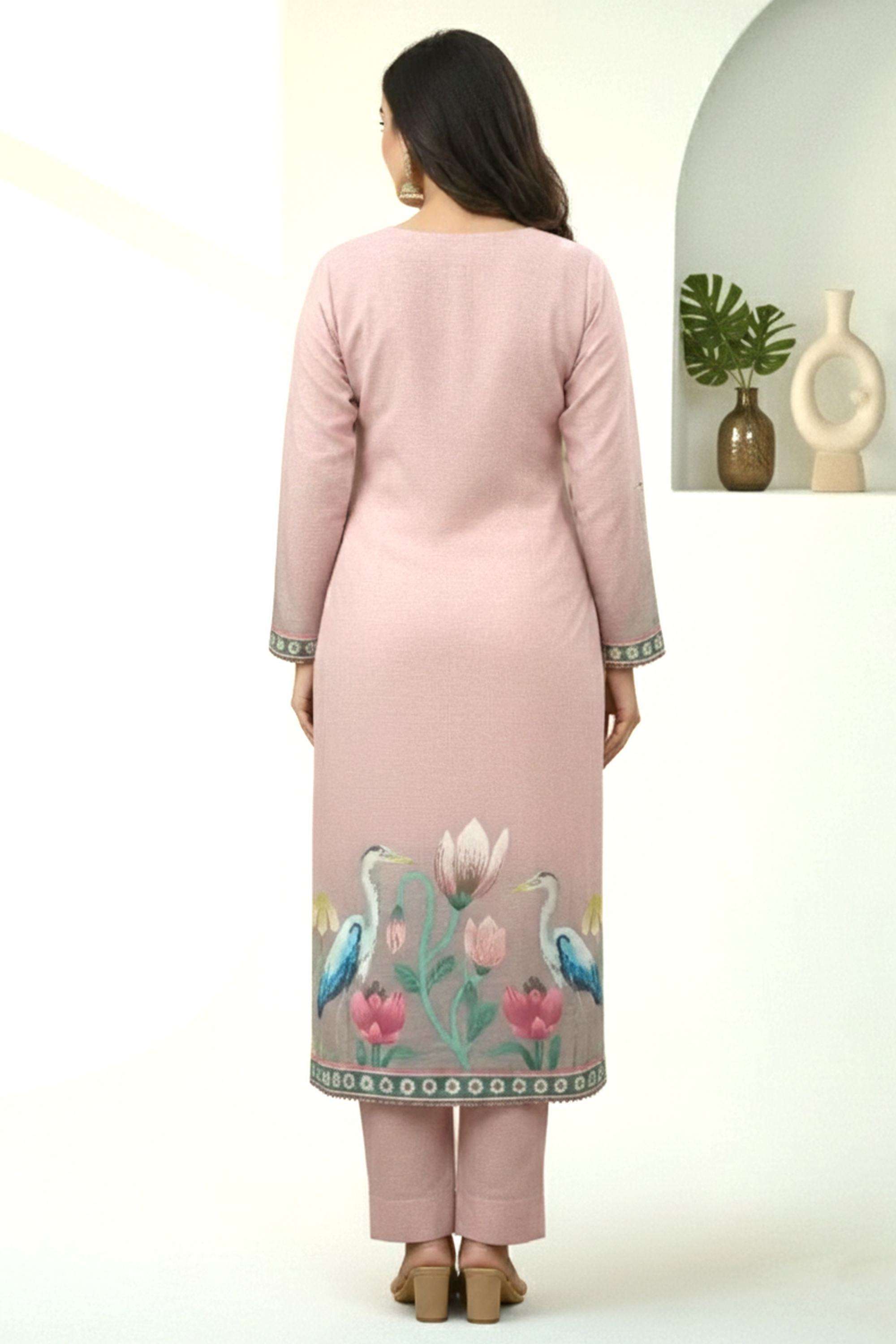 Embroidered-Round-Neck-Blended-Fabric-Women-Kurta-with-Pant-&-Dupatta