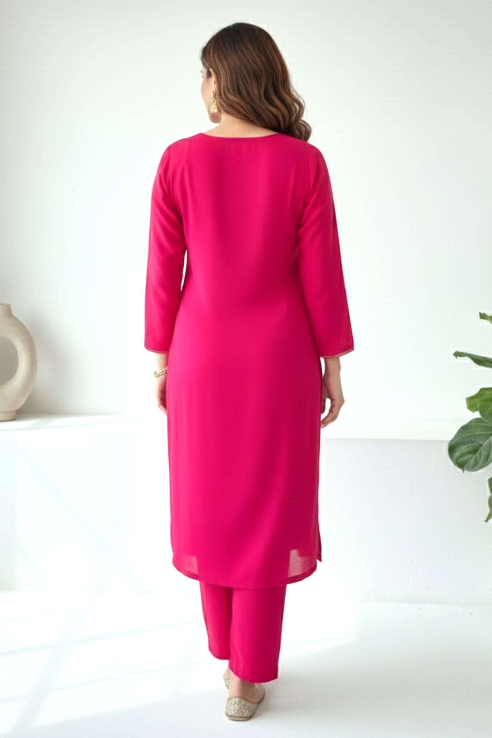 Embellished-Round-Neck-Blended-Fabric-Women-Kurta-with-Pant-&-Dupatta