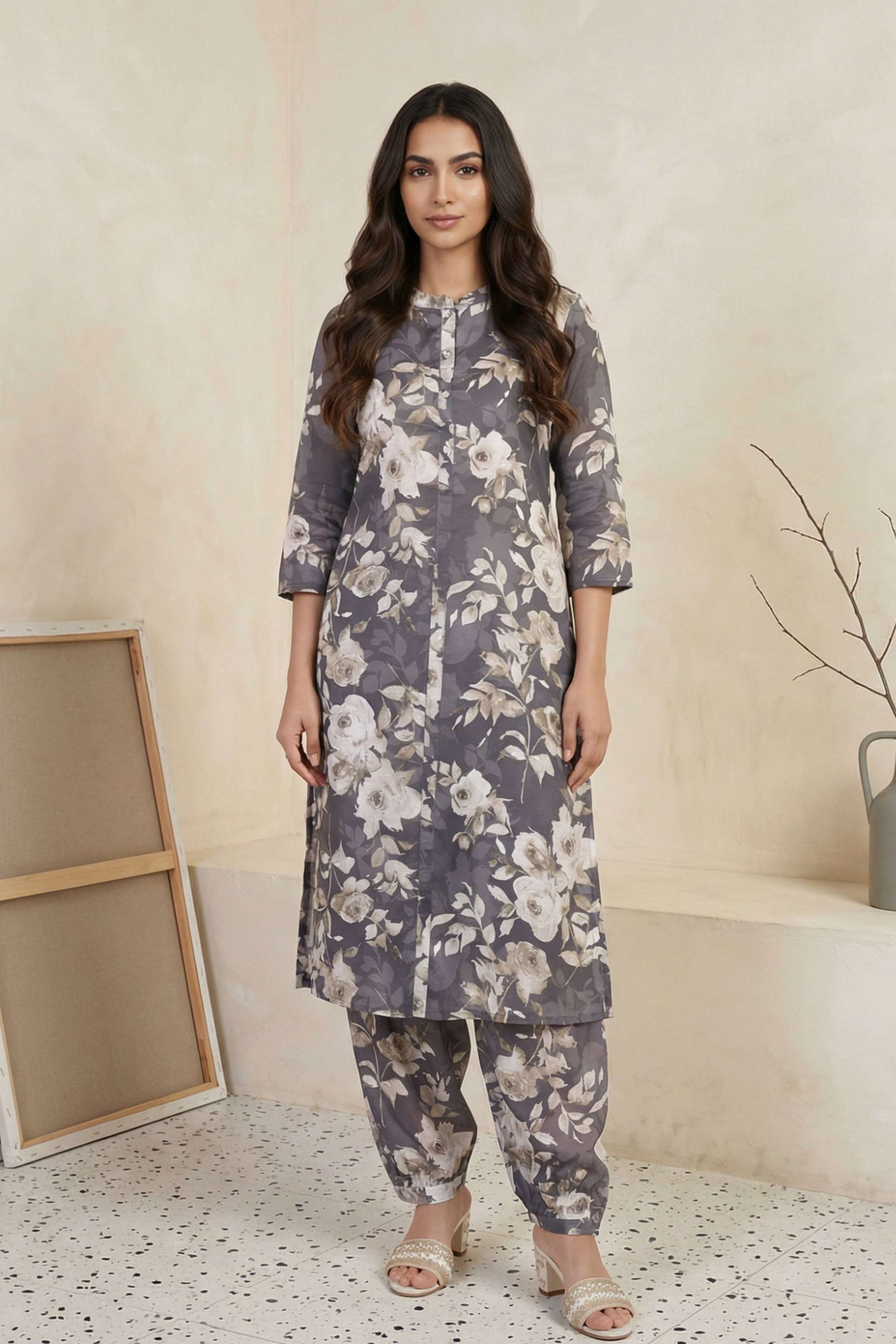 Printed-Round-Neck-Cotton-Blend-Women-Kurta-with-Salwar