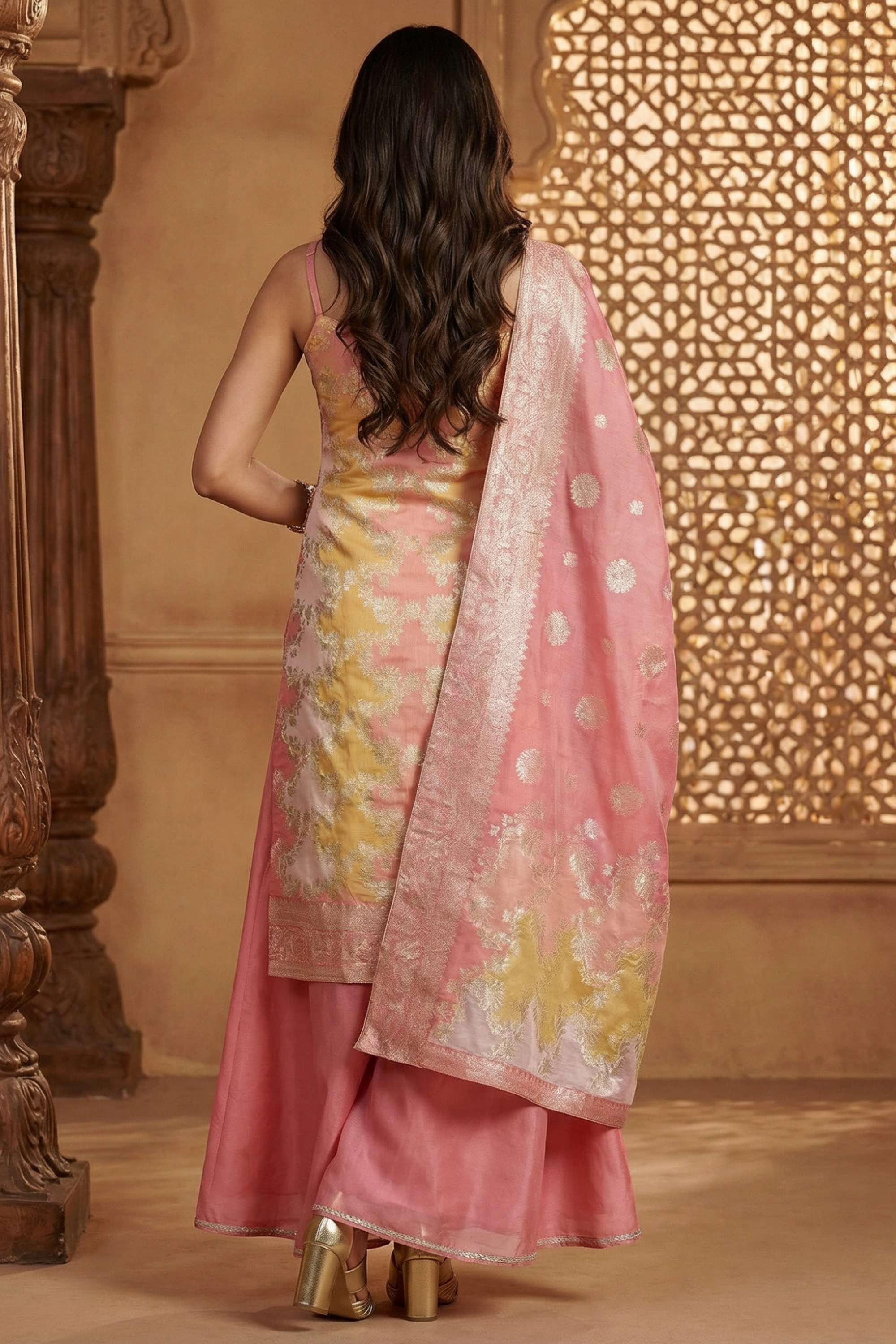 Printed-Scoop-Neck-Polyester-Women-Kurta-with-Palazzo-and-Dupatta