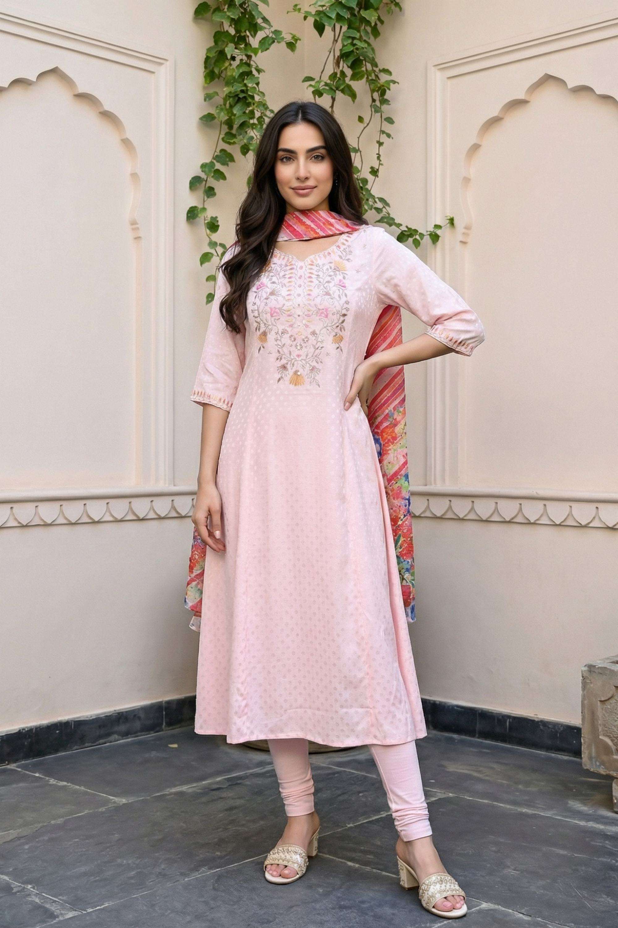 Printed-Viscose-Women-s-Festive-Wear-Kurta-Set