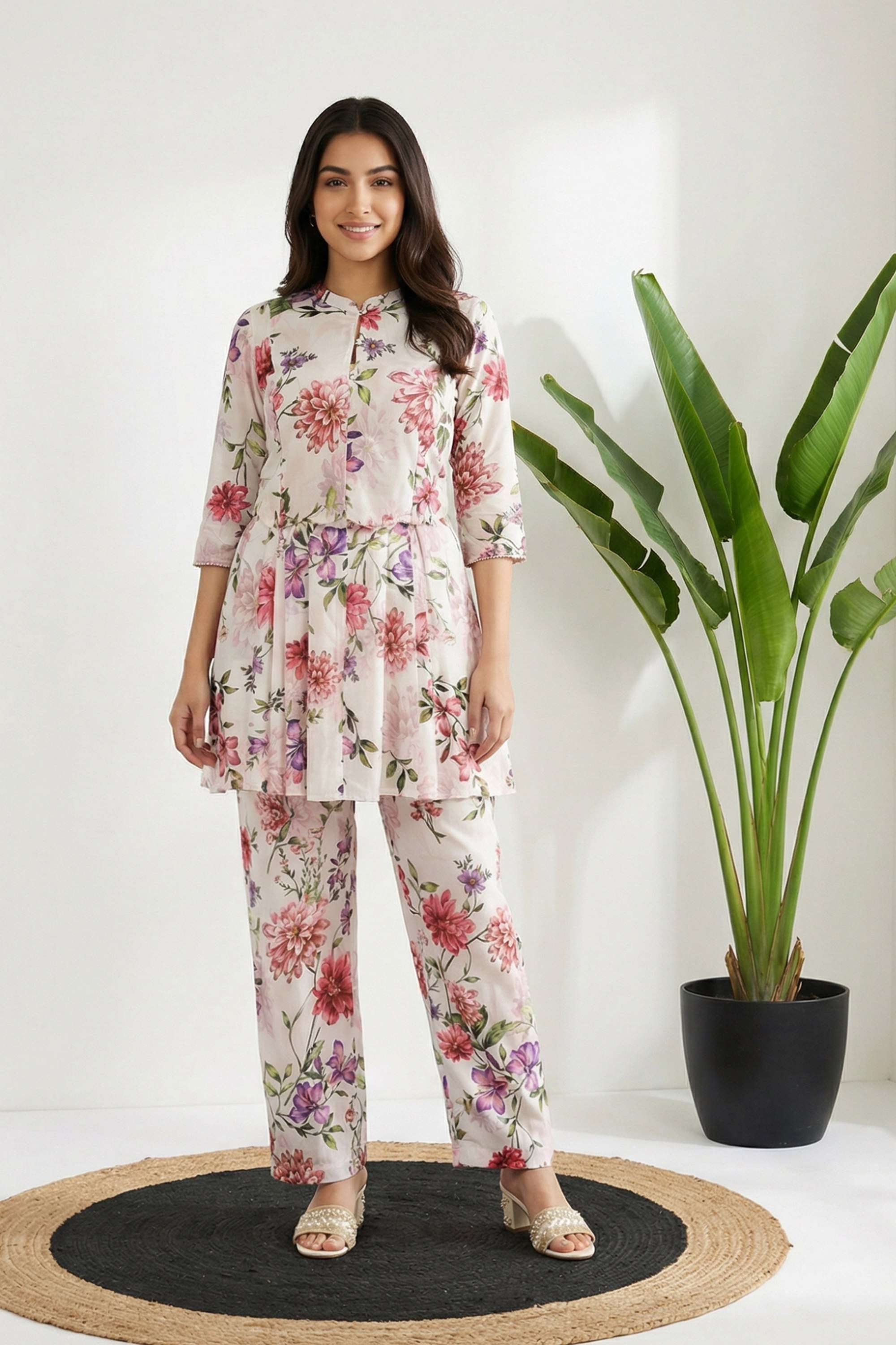 Printed-Cotton-Blend-Women-Kurti-with-Pant